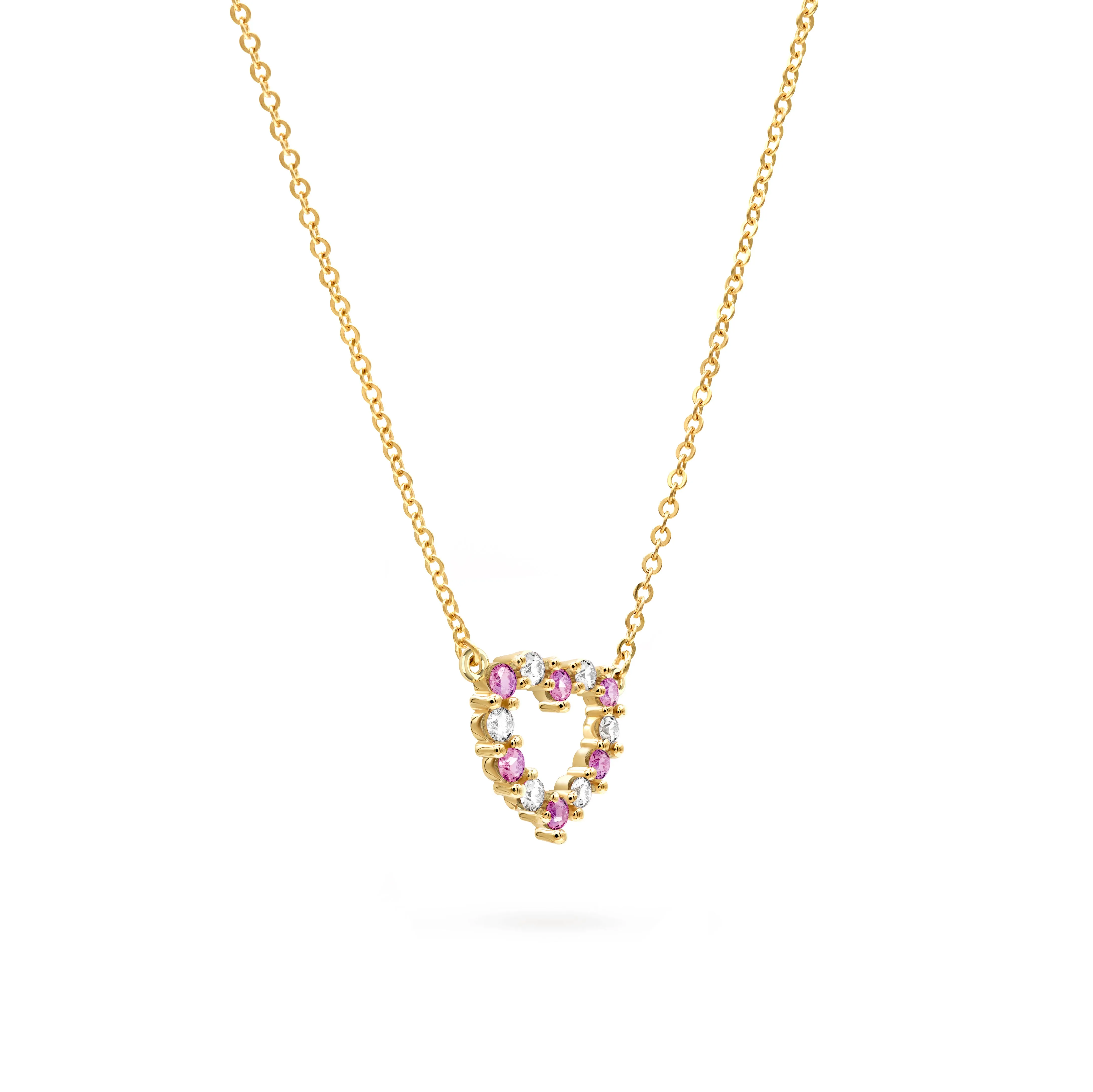 Rosecliff Small Heart Diamond & Pink Sapphire Necklace in 14k Gold (October) sold by Haverhill product image thumbnail 4