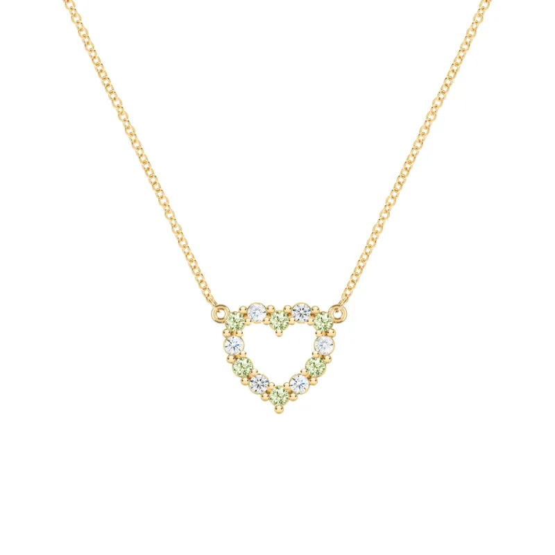 Rosecliff Small Heart Diamond & Peridot Necklace in 14k Gold (August) sold by Haverhill