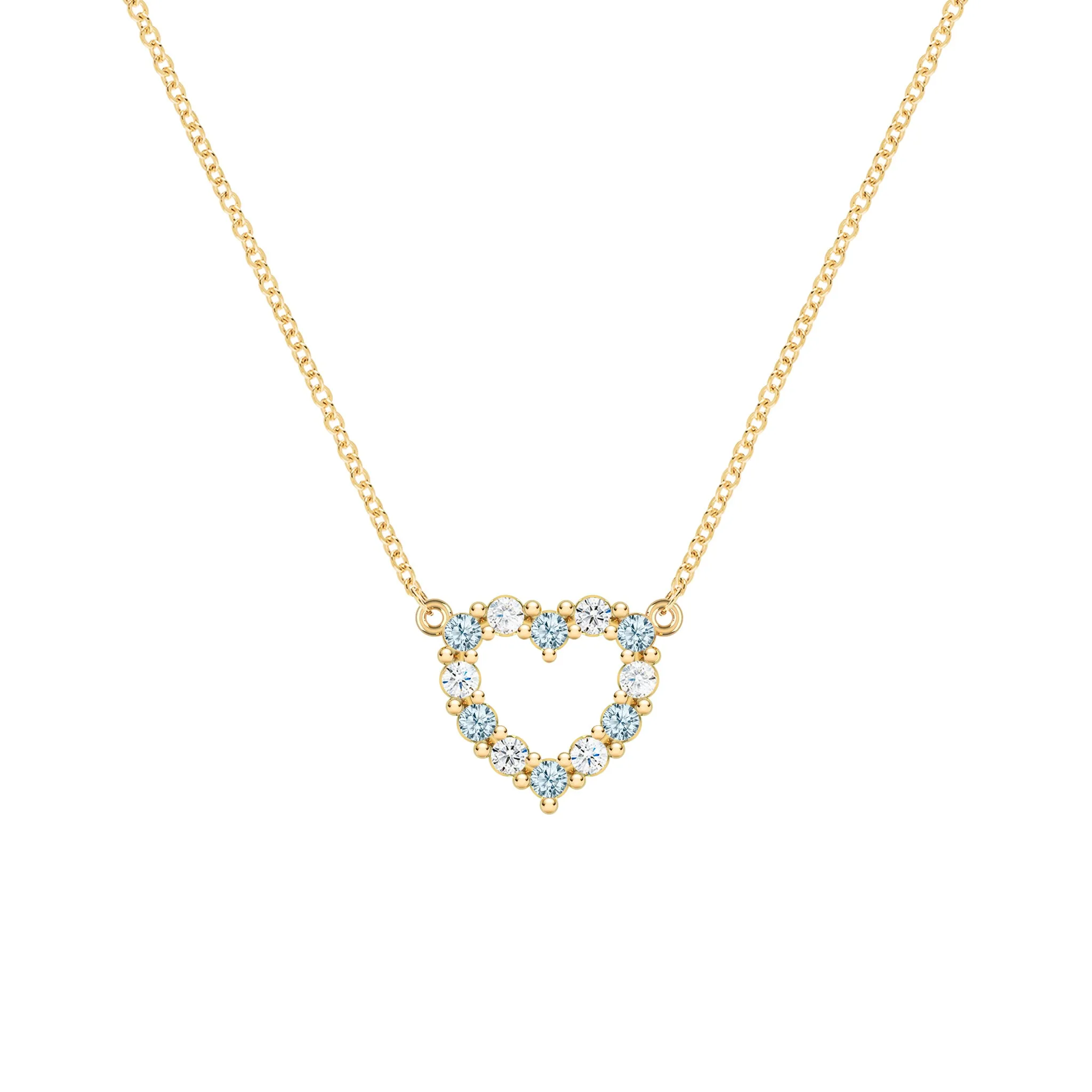 Rosecliff Small Heart Diamond & Nantucket Blue Topaz Necklace in 14k Gold (December) sold by Haverhill