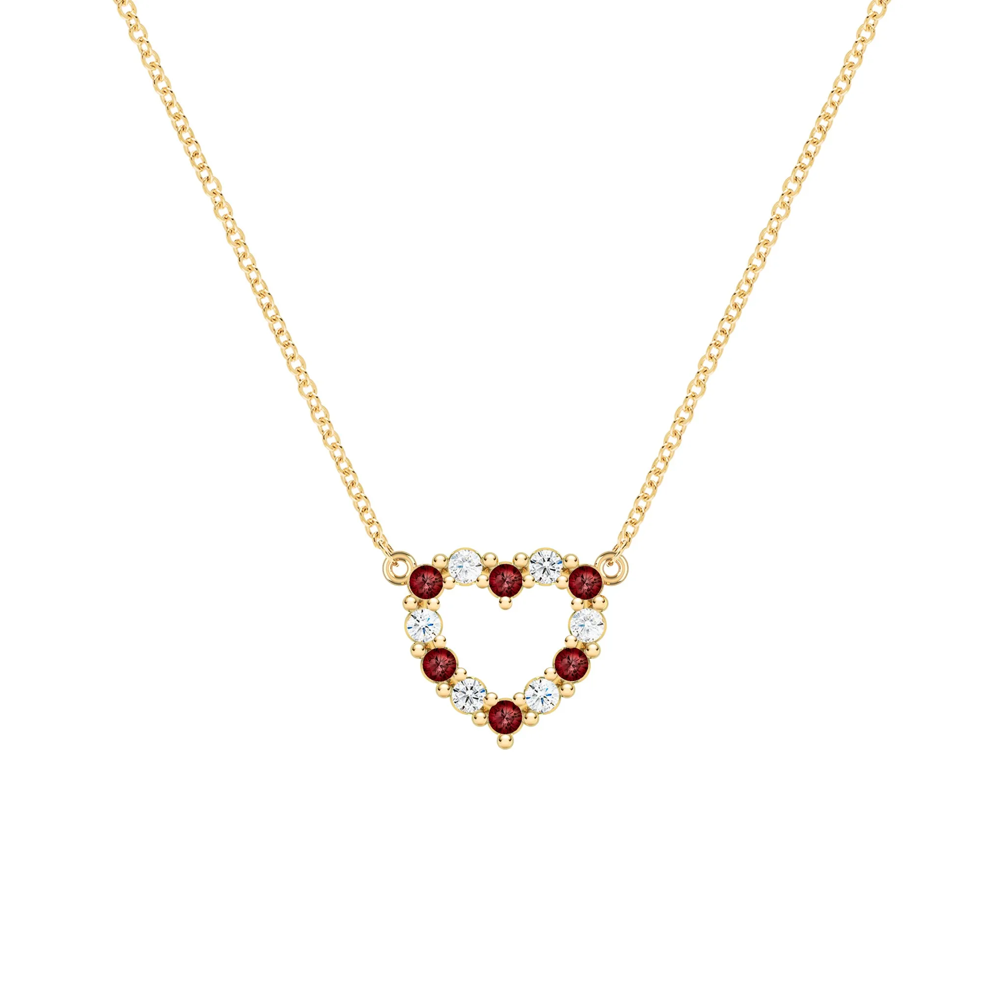 Rosecliff Small Heart Diamond & Garnet Necklace in 14k Gold (January) sold by Haverhill