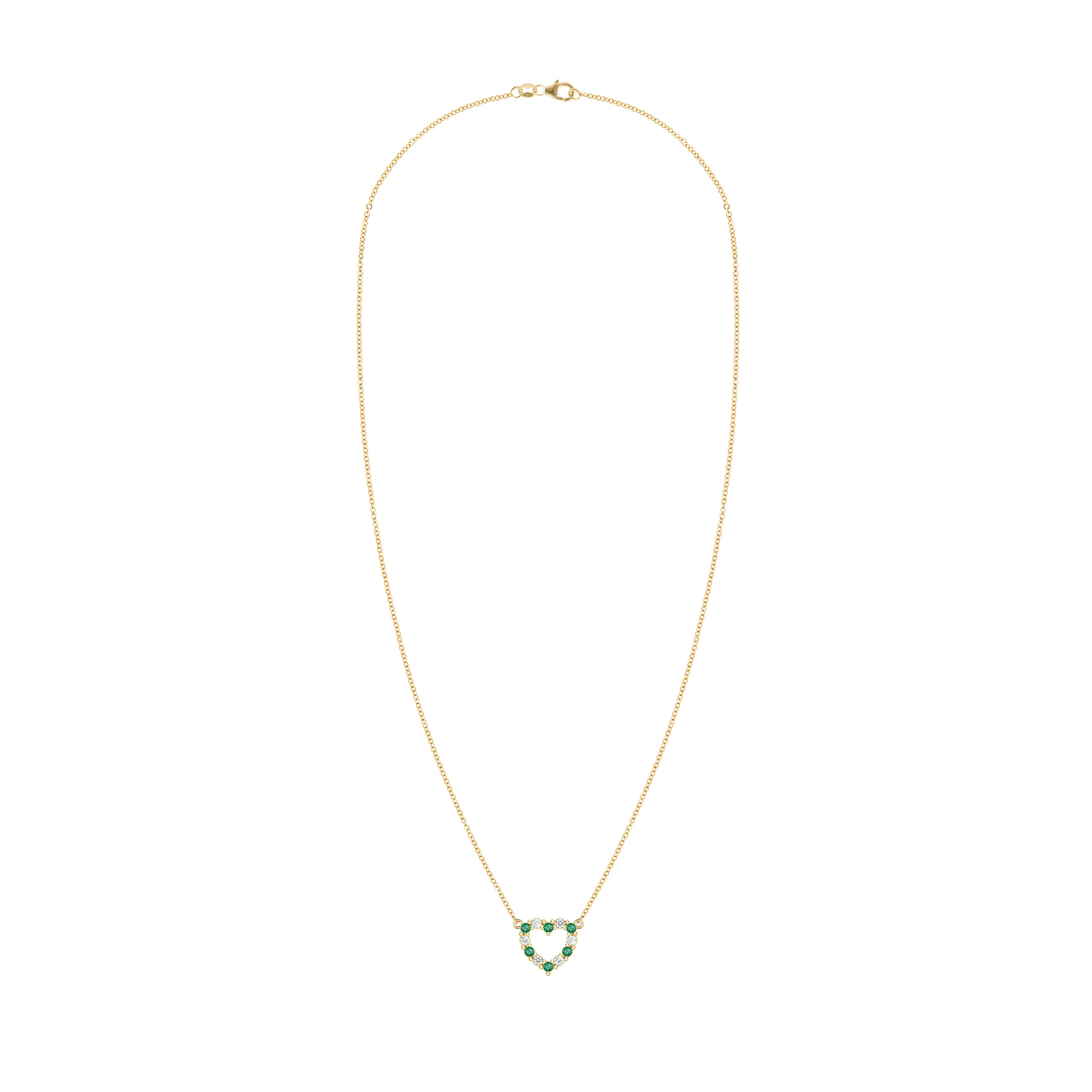 Rosecliff Small Heart Diamond & Emerald Necklace in 14k Gold (May) sold by Haverhill product image thumbnail 5