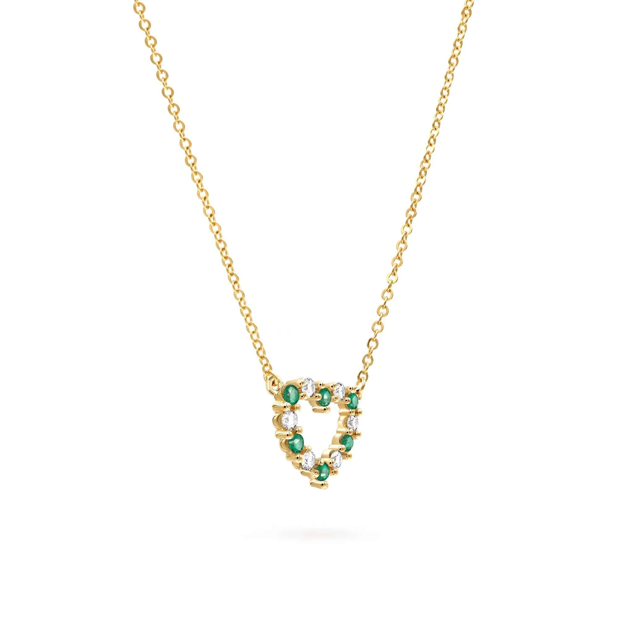 Rosecliff Small Heart Diamond & Emerald Necklace in 14k Gold (May) sold by Haverhill product image thumbnail 4