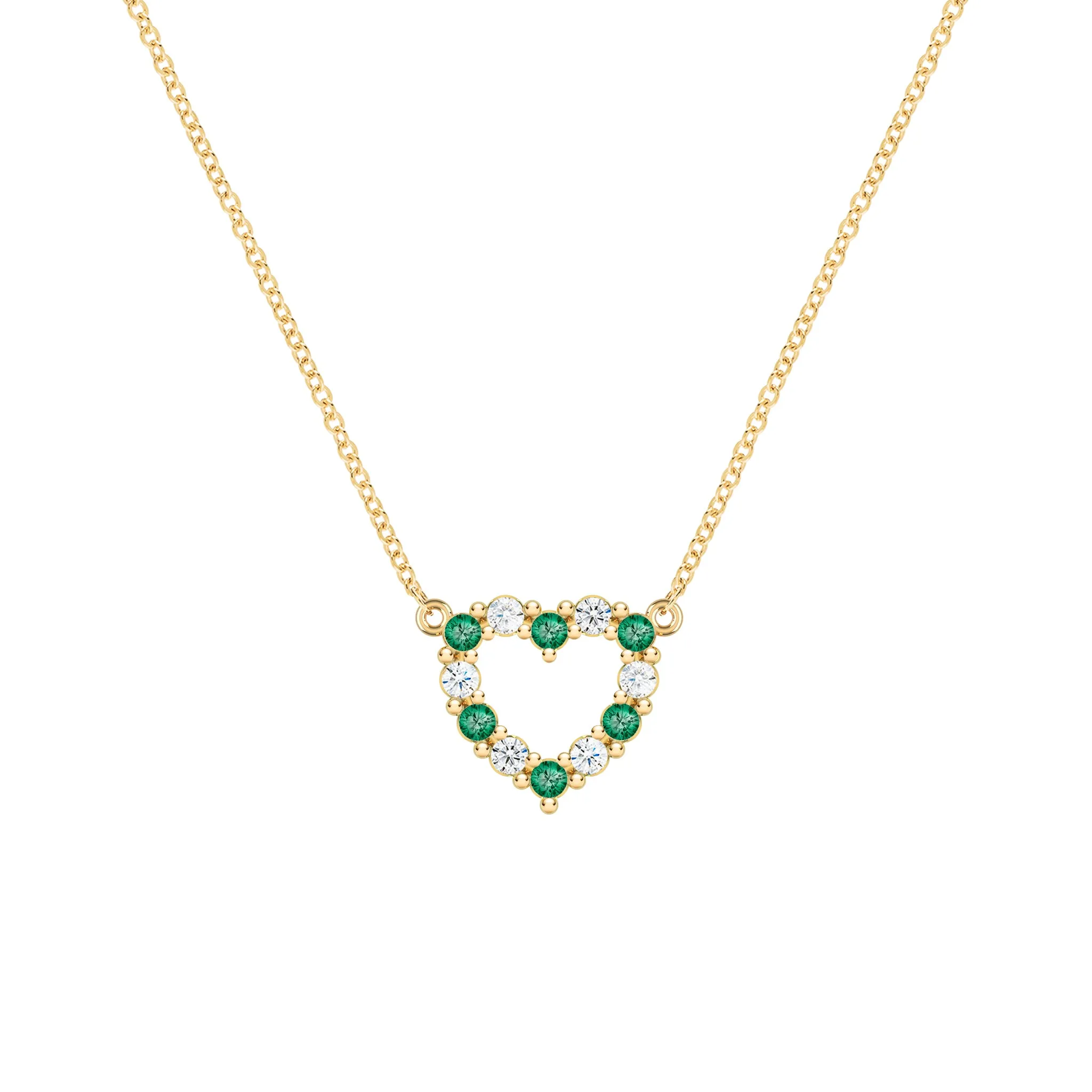 Rosecliff Small Heart Diamond & Emerald Necklace in 14k Gold (May) sold by Haverhill