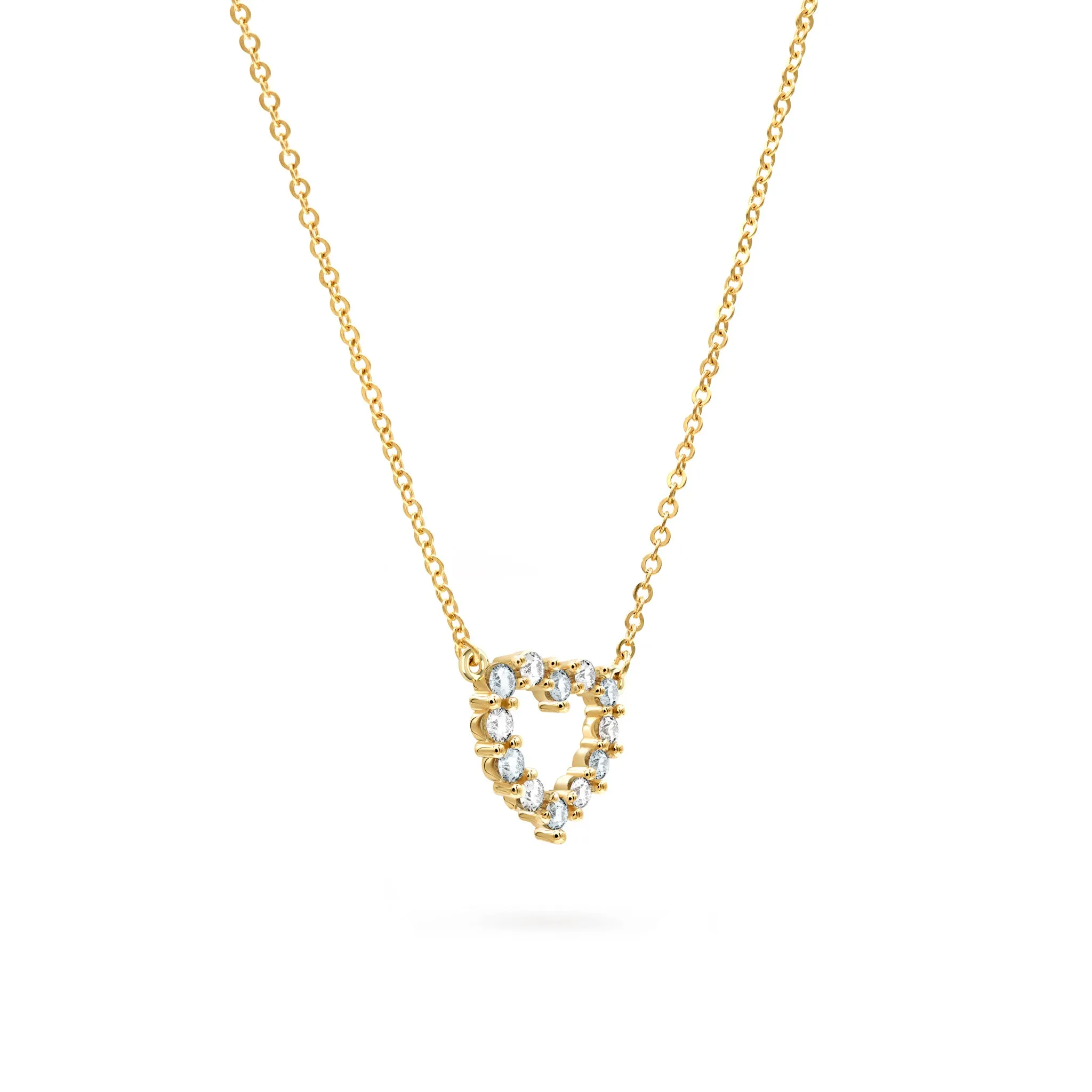 Rosecliff Small Heart Diamond & Aquamarine Necklace in 14k Gold (March) sold by Haverhill product image thumbnail 4