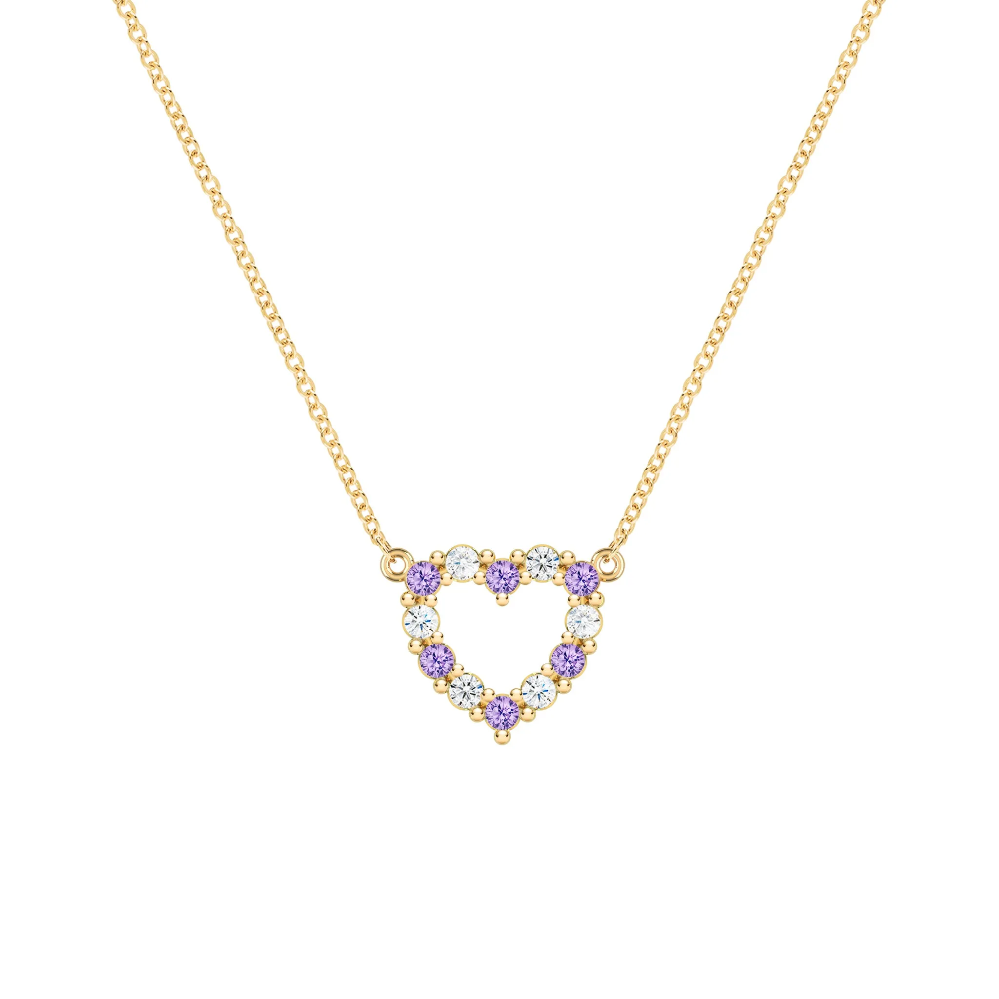 Rosecliff Small Heart Diamond & Amethyst Necklace in 14k Gold (February) sold by Haverhill
