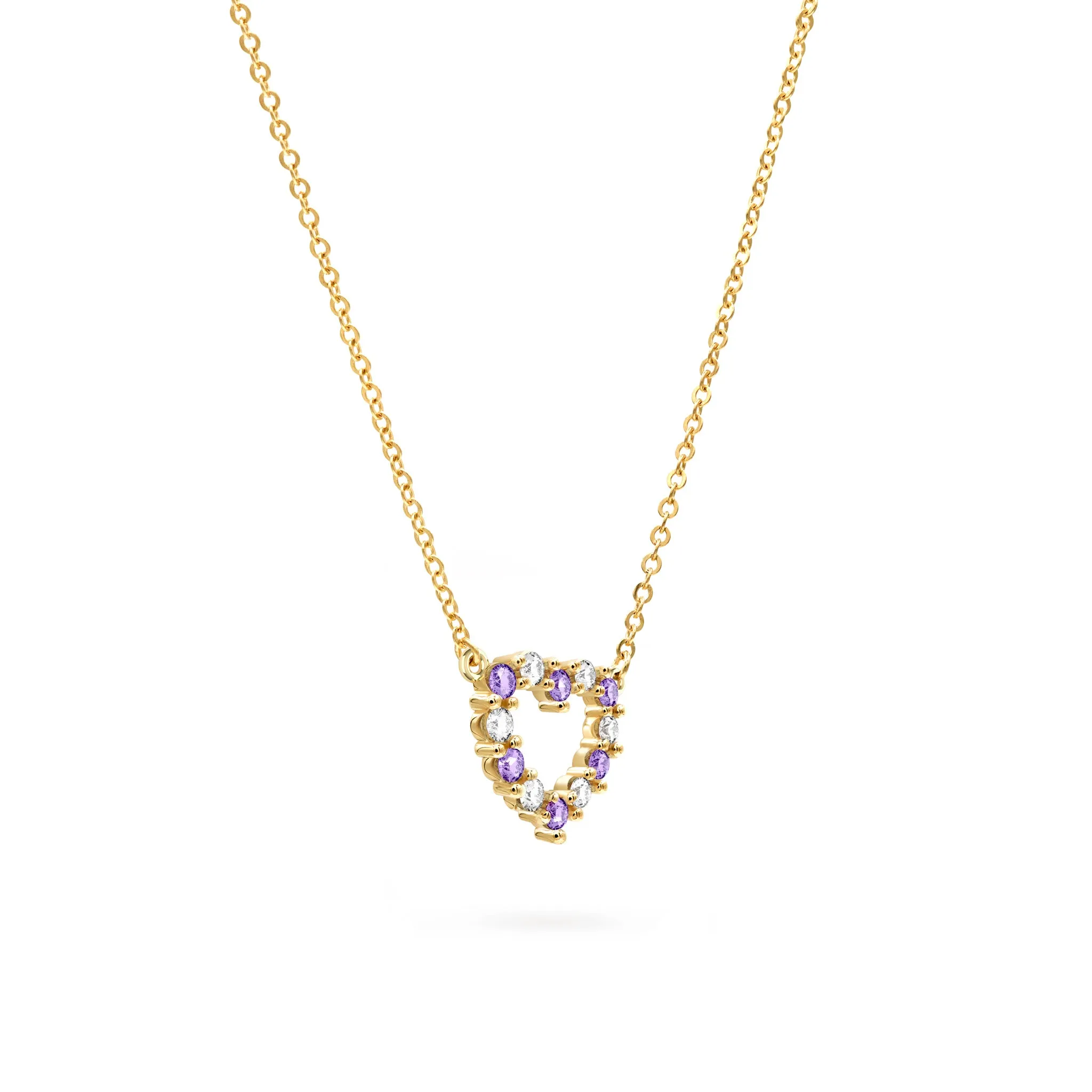 Rosecliff Small Heart Diamond & Amethyst Necklace in 14k Gold (February) sold by Haverhill product image thumbnail 4