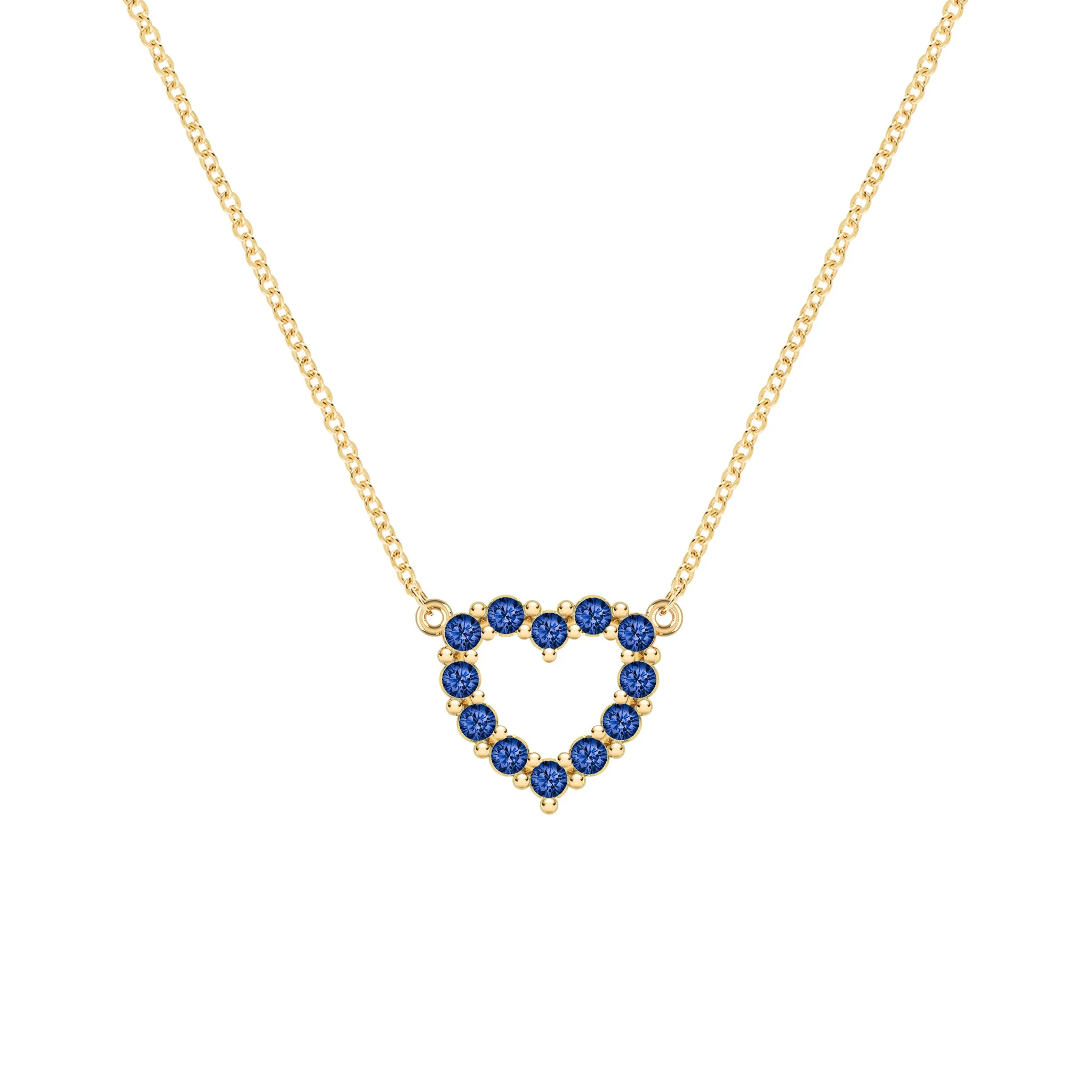 Rosecliff Small Heart Sapphire Necklace in 14k Gold (September) sold by Haverhill
