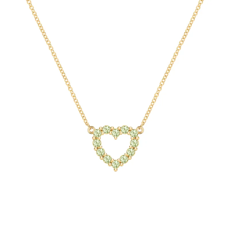 Rosecliff Small Heart Peridot Necklace in 14k Gold (August) sold by Haverhill