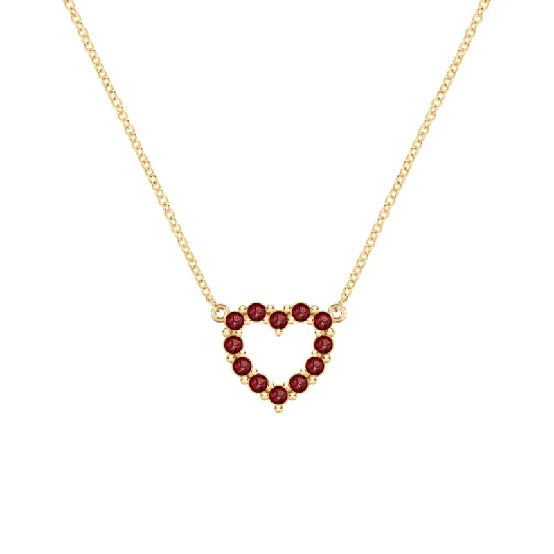 Rosecliff Small Heart Garnet Necklace in 14k Gold (January) sold by Haverhill