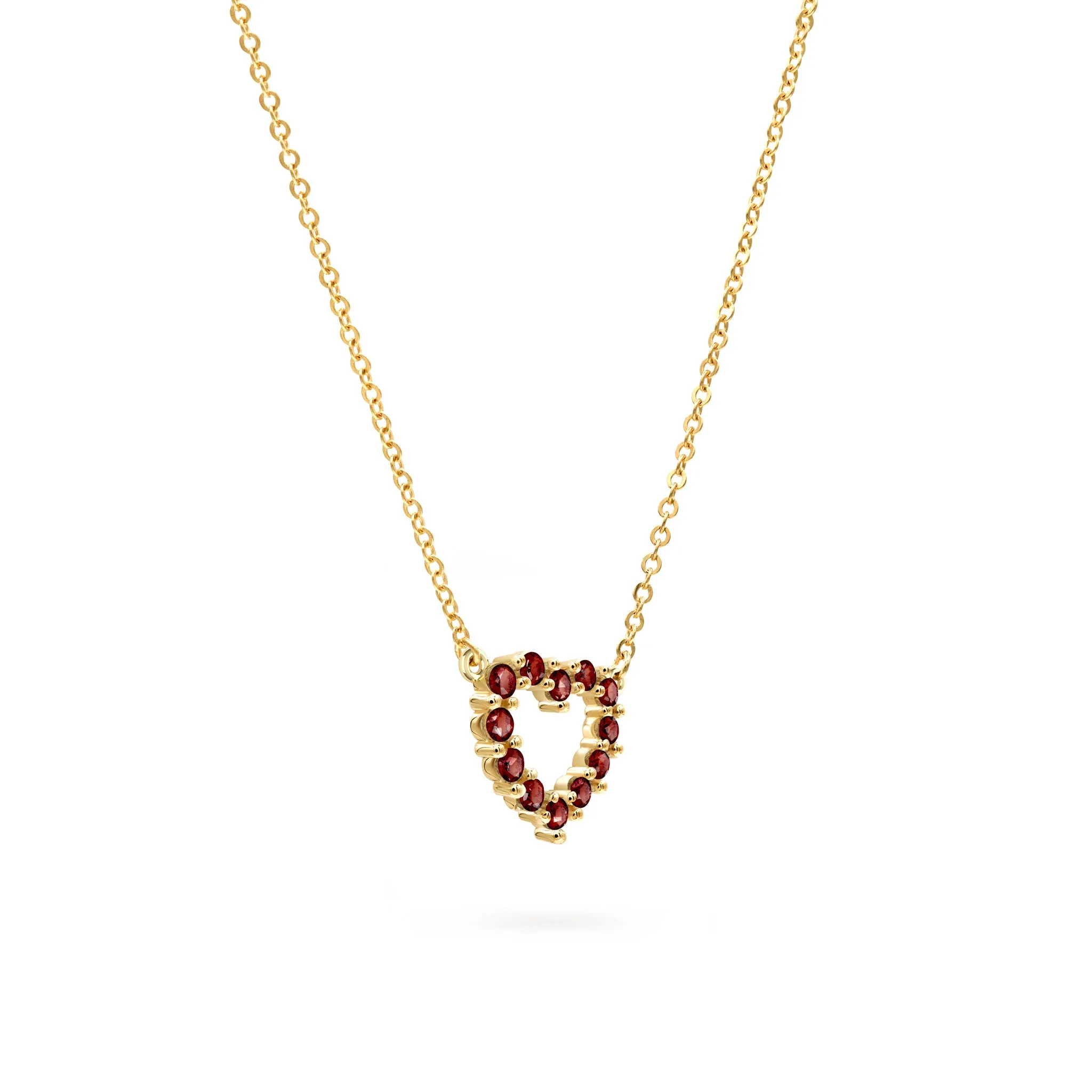 Rosecliff Small Heart Garnet Necklace in 14k Gold (January) sold by Haverhill product image thumbnail 4