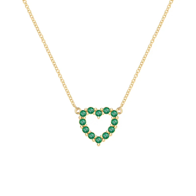 Rosecliff Small Heart Emerald Necklace in 14k Gold (May) sold by Haverhill