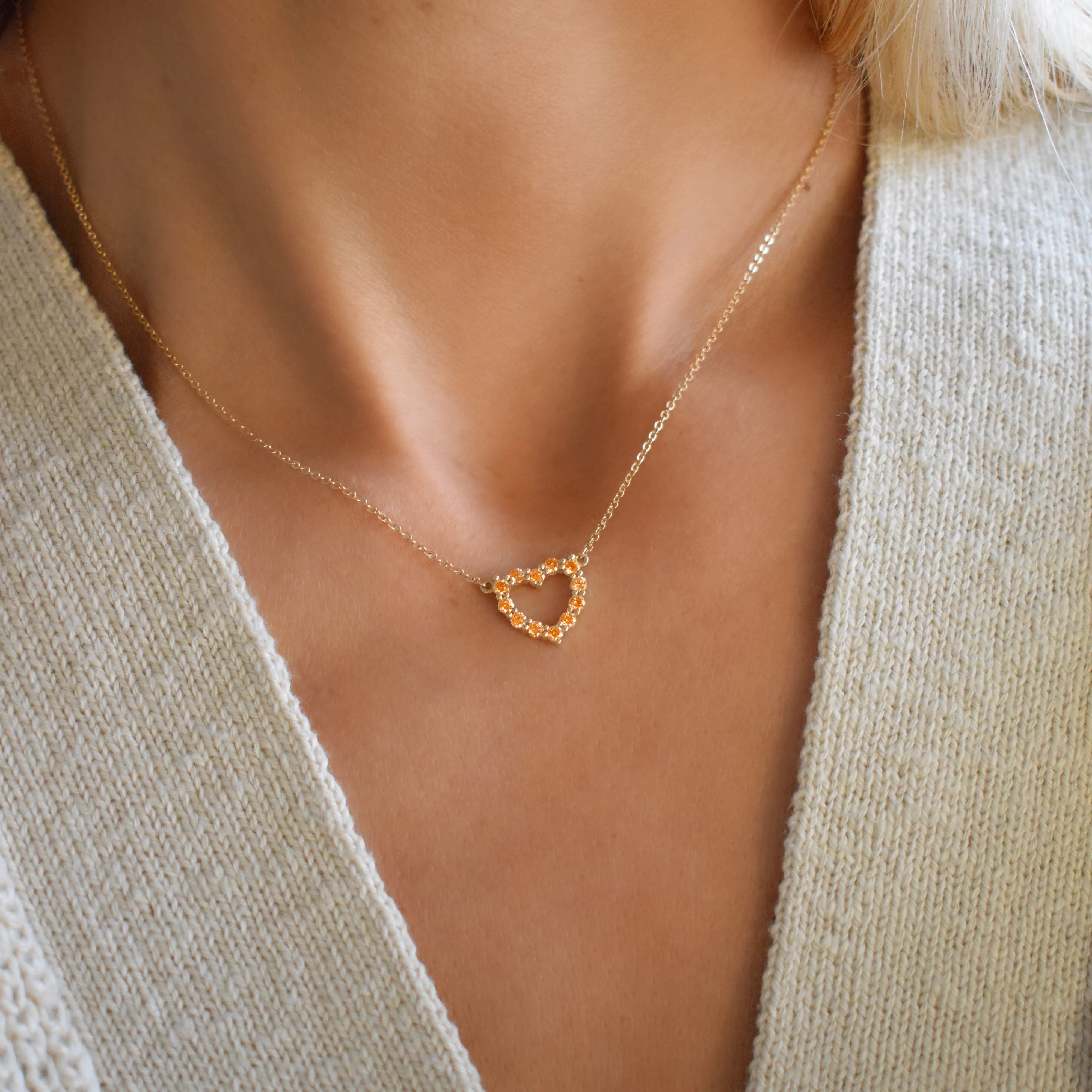 Rosecliff Small Heart Citrine Necklace in 14k Gold (November) sold by Haverhill product image thumbnail 3