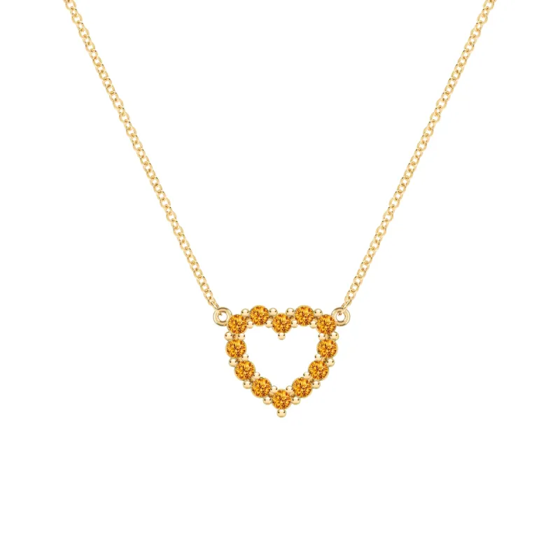 Rosecliff Small Heart Citrine Necklace in 14k Gold (November) sold by Haverhill