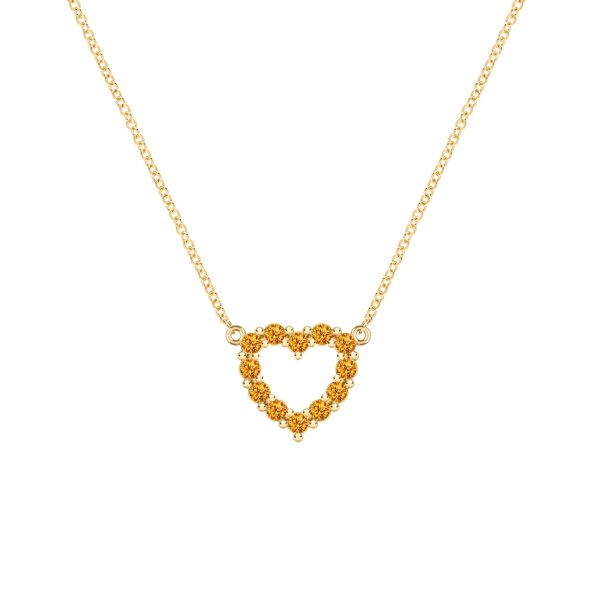 Rosecliff Small Heart Citrine Necklace in 14k Gold (November) sold by Haverhill