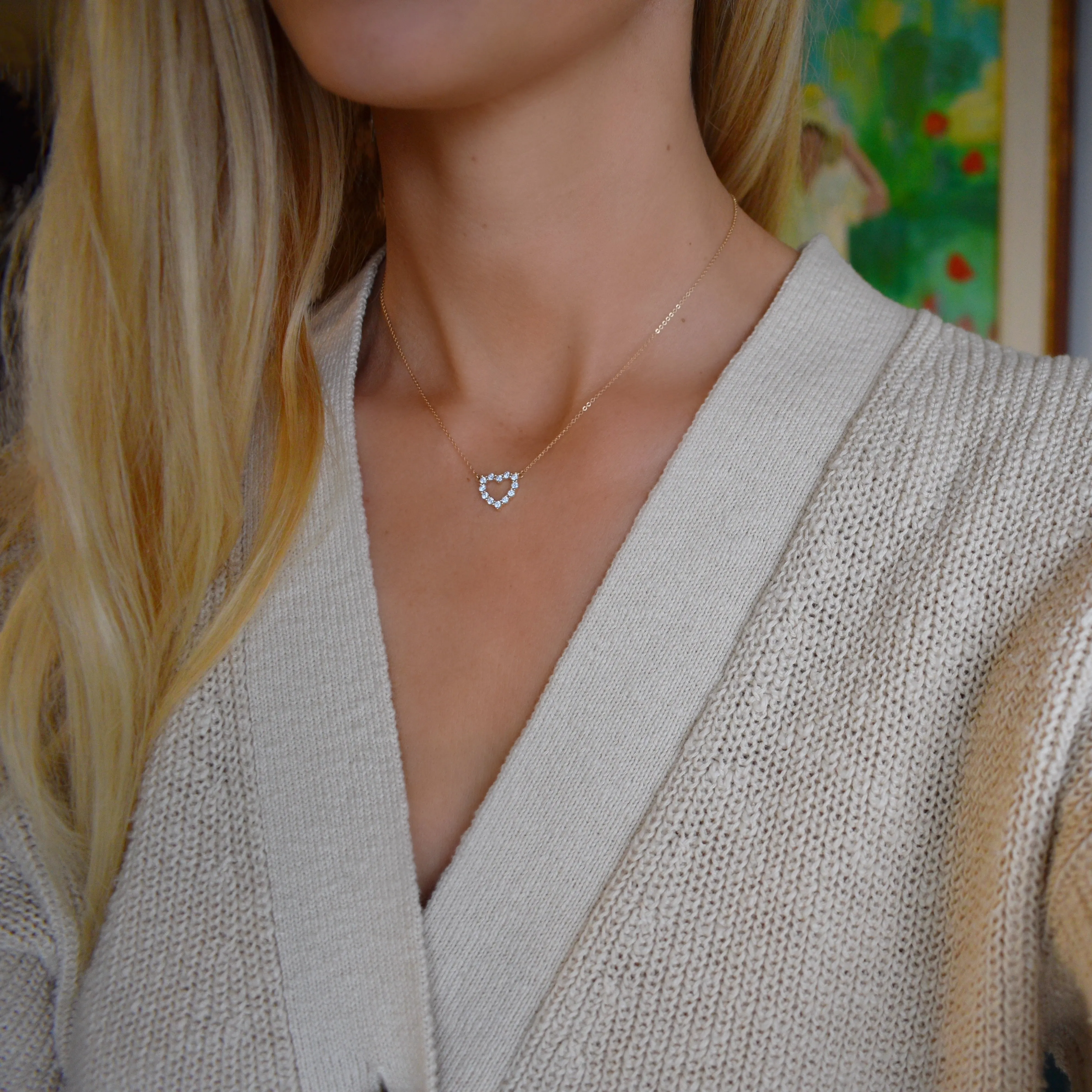 Rosecliff Small Heart Aquamarine Necklace in 14k Gold (March) sold by Haverhill product image thumbnail 2