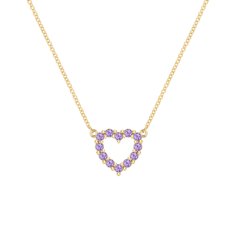 Rosecliff Small Heart Amethyst Necklace in 14k Gold (February) sold by Haverhill