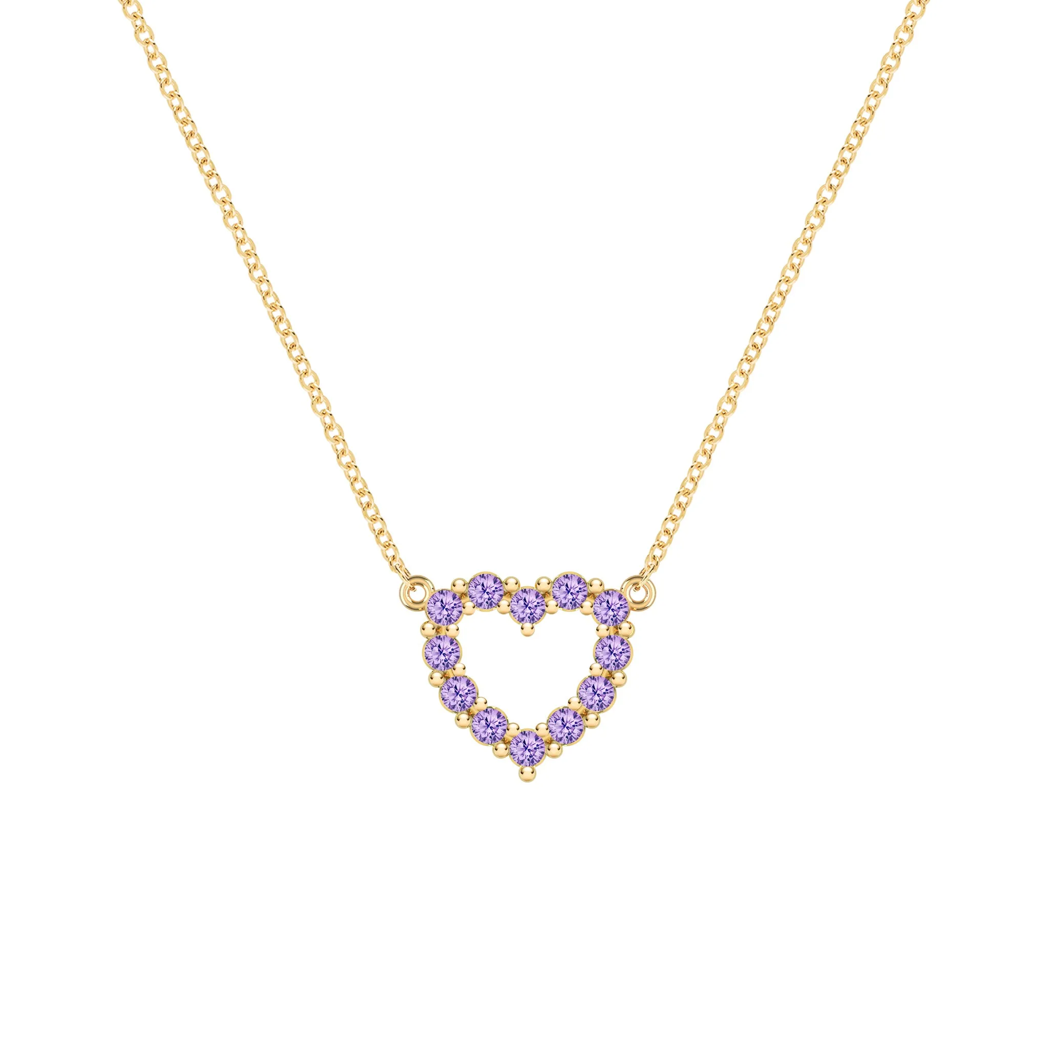 Rosecliff Small Heart Amethyst Necklace in 14k Gold (February) sold by Haverhill