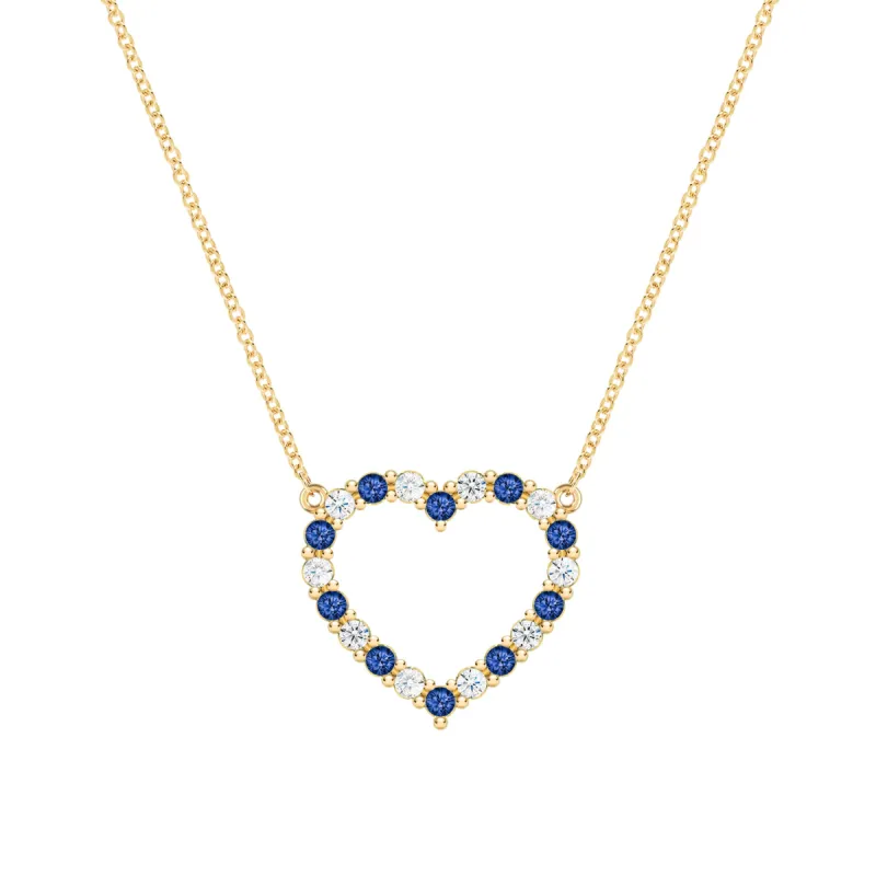 Rosecliff Heart Diamond & Sapphire Necklace in 14k Gold (September) sold by Haverhill