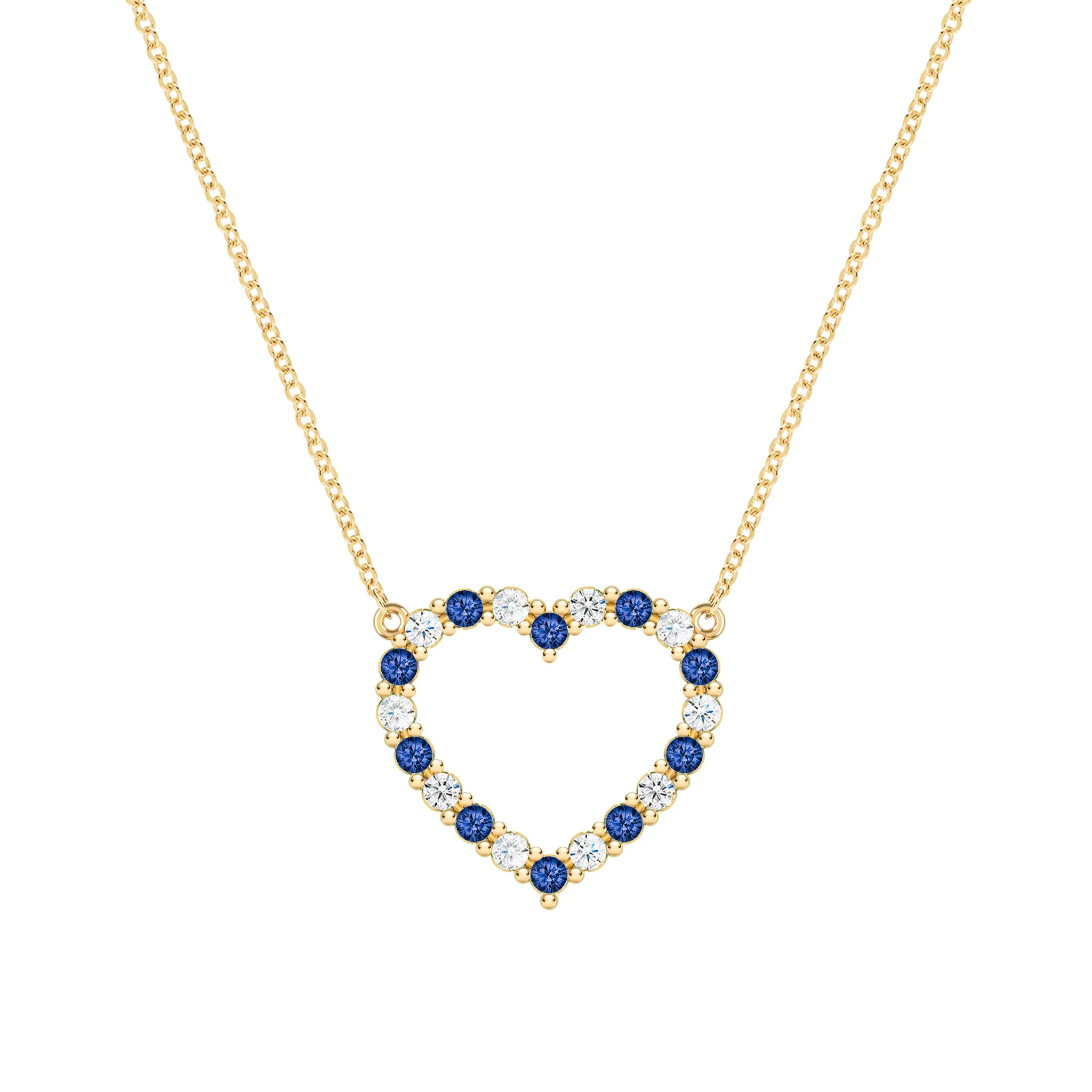 Rosecliff Heart Diamond & Sapphire Necklace in 14k Gold (September) sold by Haverhill