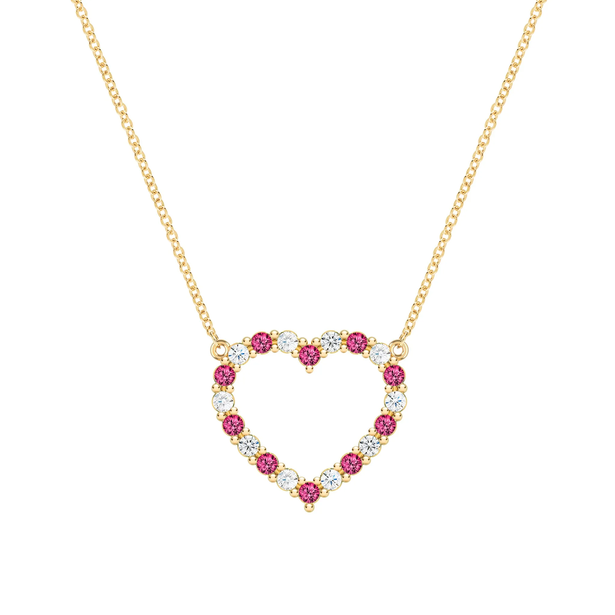 Rosecliff Heart Diamond & Ruby Necklace in 14k Gold (July) sold by Haverhill