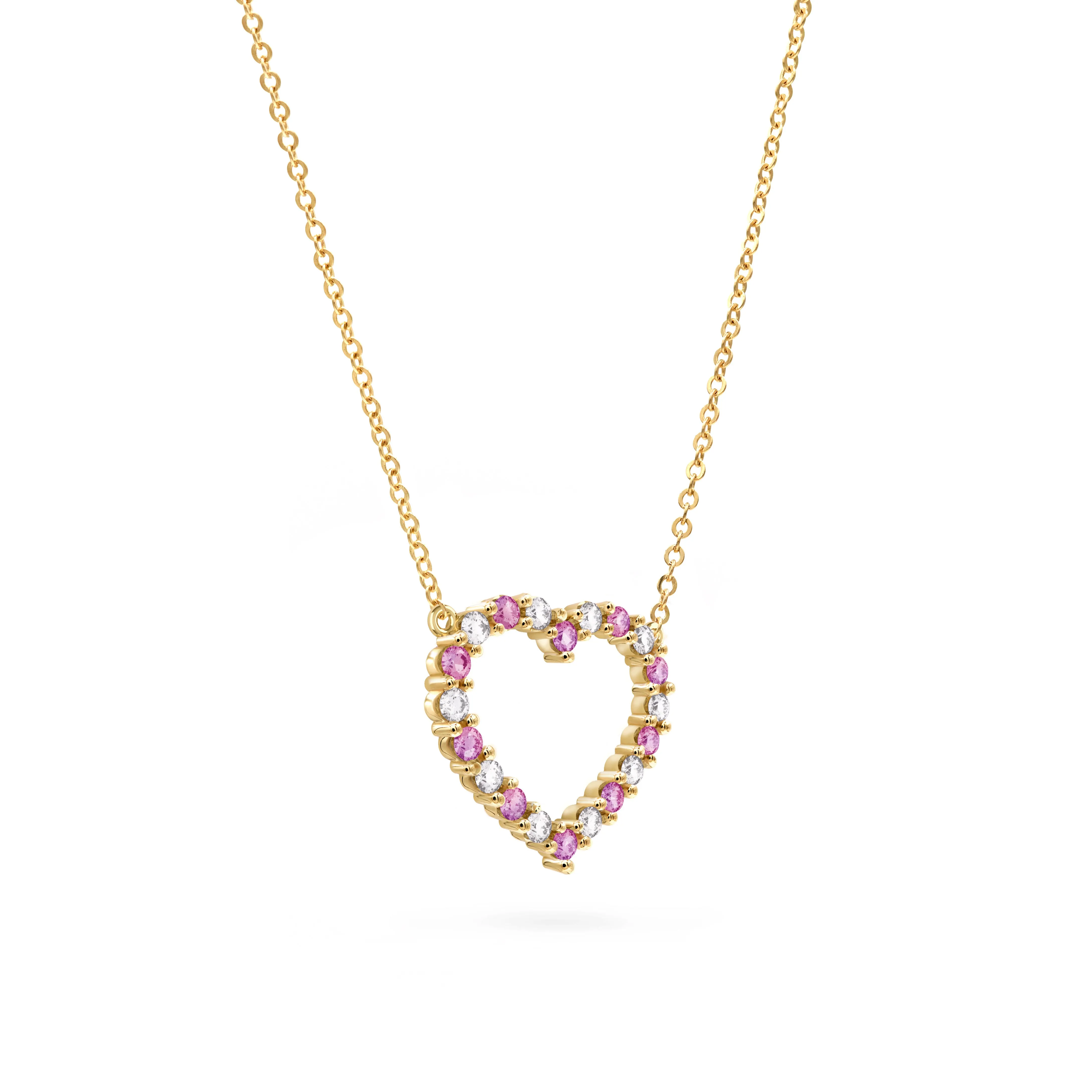 Rosecliff Heart Diamond & Pink Sapphire Necklace in 14k Gold (October) sold by Haverhill product image thumbnail 5