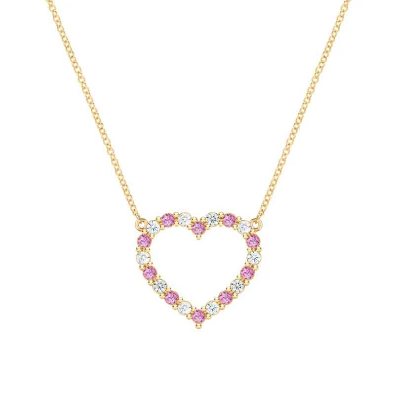Rosecliff Heart Diamond & Pink Sapphire Necklace in 14k Gold (October) sold by Haverhill