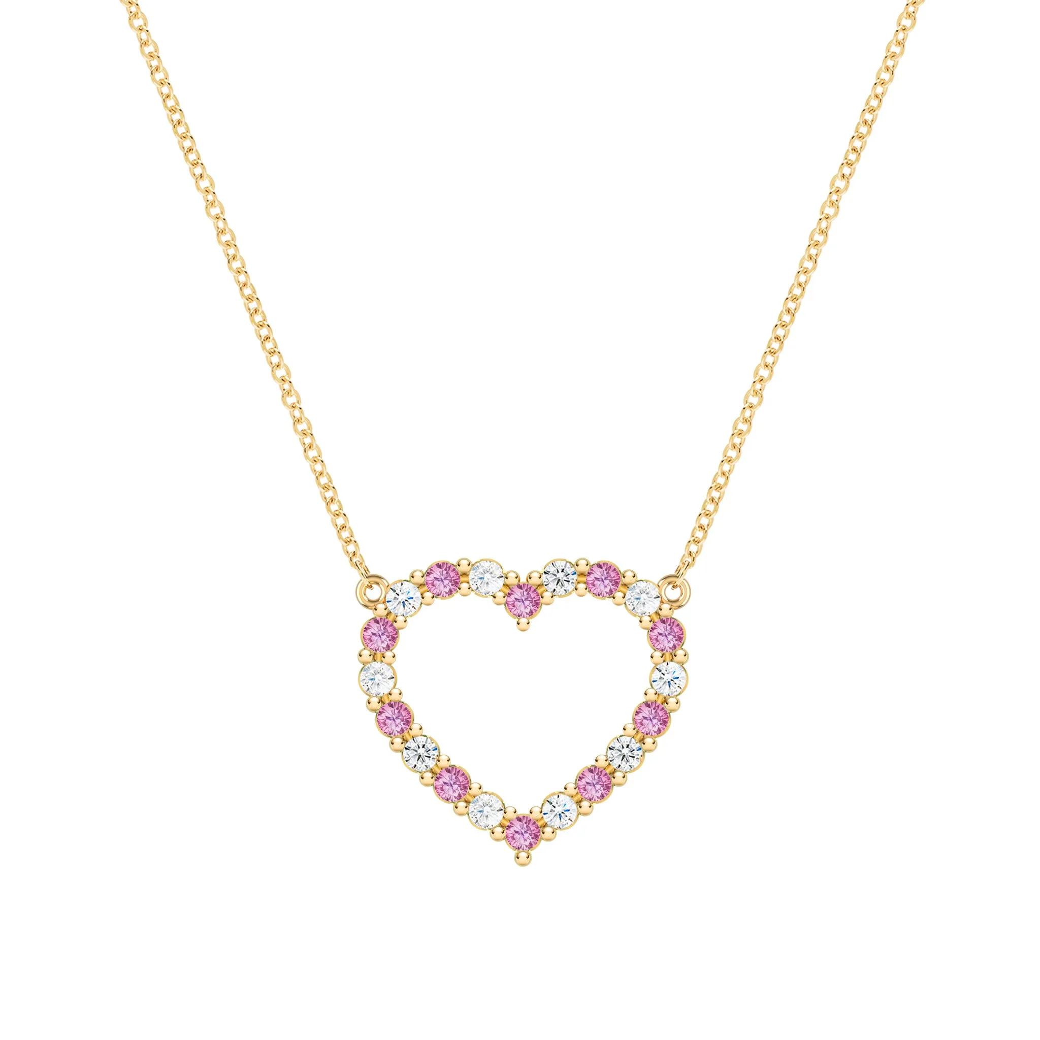 Rosecliff Heart Diamond & Pink Sapphire Necklace in 14k Gold (October) sold by Haverhill
