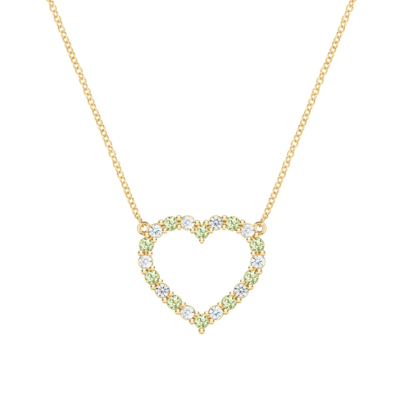 Rosecliff Heart Diamond & Peridot Necklace in 14k Gold (August) sold by Haverhill