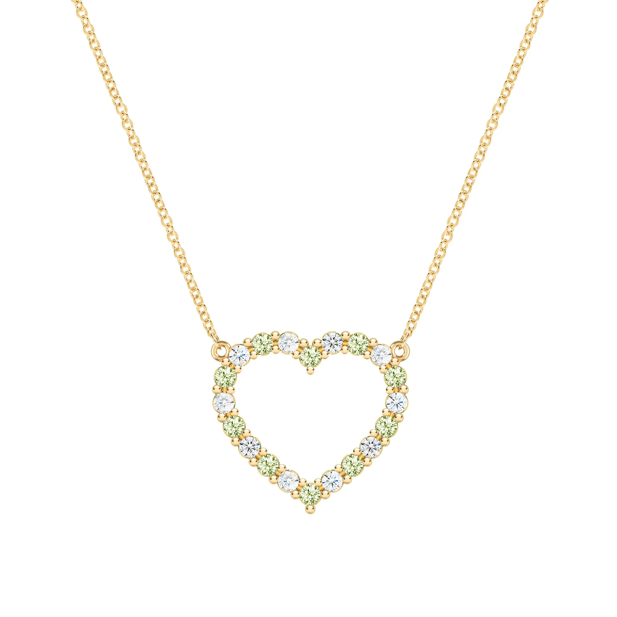 Rosecliff Heart Diamond & Peridot Necklace in 14k Gold (August) sold by Haverhill