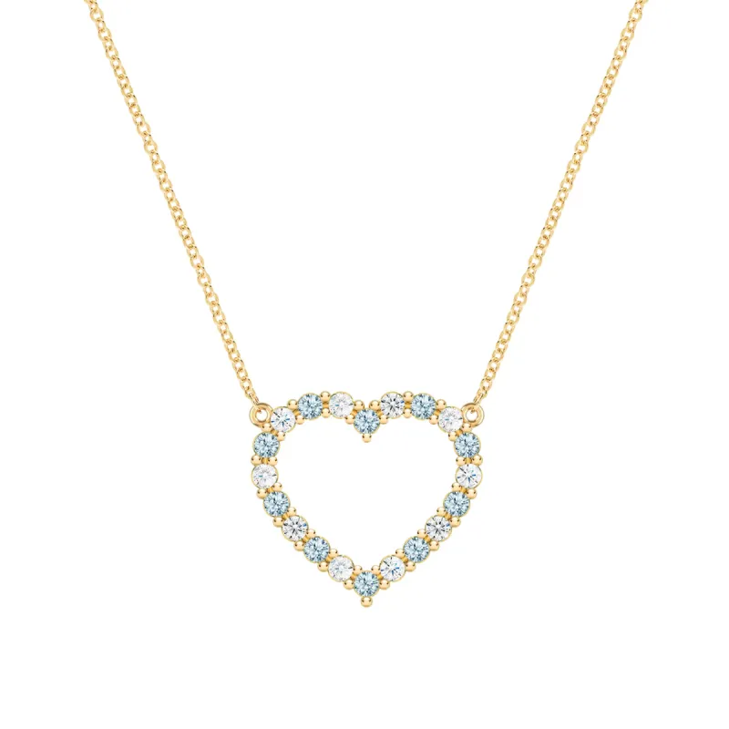 Rosecliff Heart Diamond & Nantucket Blue Topaz Necklace in 14k Gold (December) sold by Haverhill