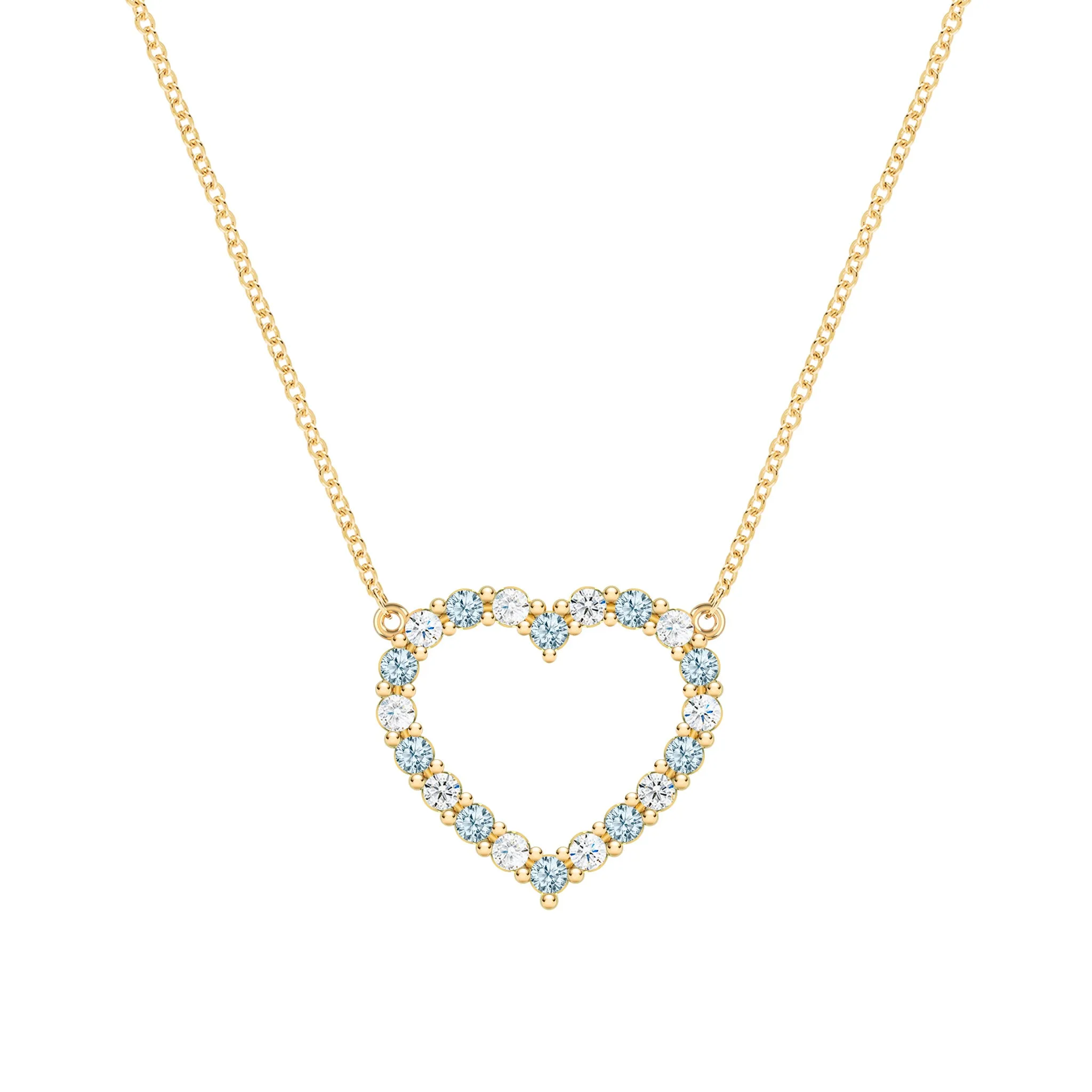Rosecliff Heart Diamond & Nantucket Blue Topaz Necklace in 14k Gold (December) sold by Haverhill