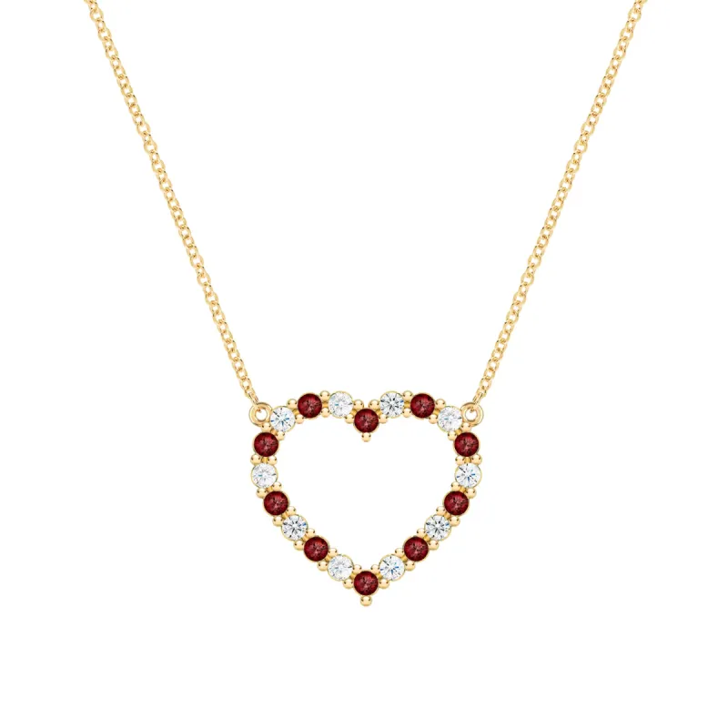 Rosecliff Heart Diamond & Garnet Necklace in 14k Gold (January) sold by Haverhill