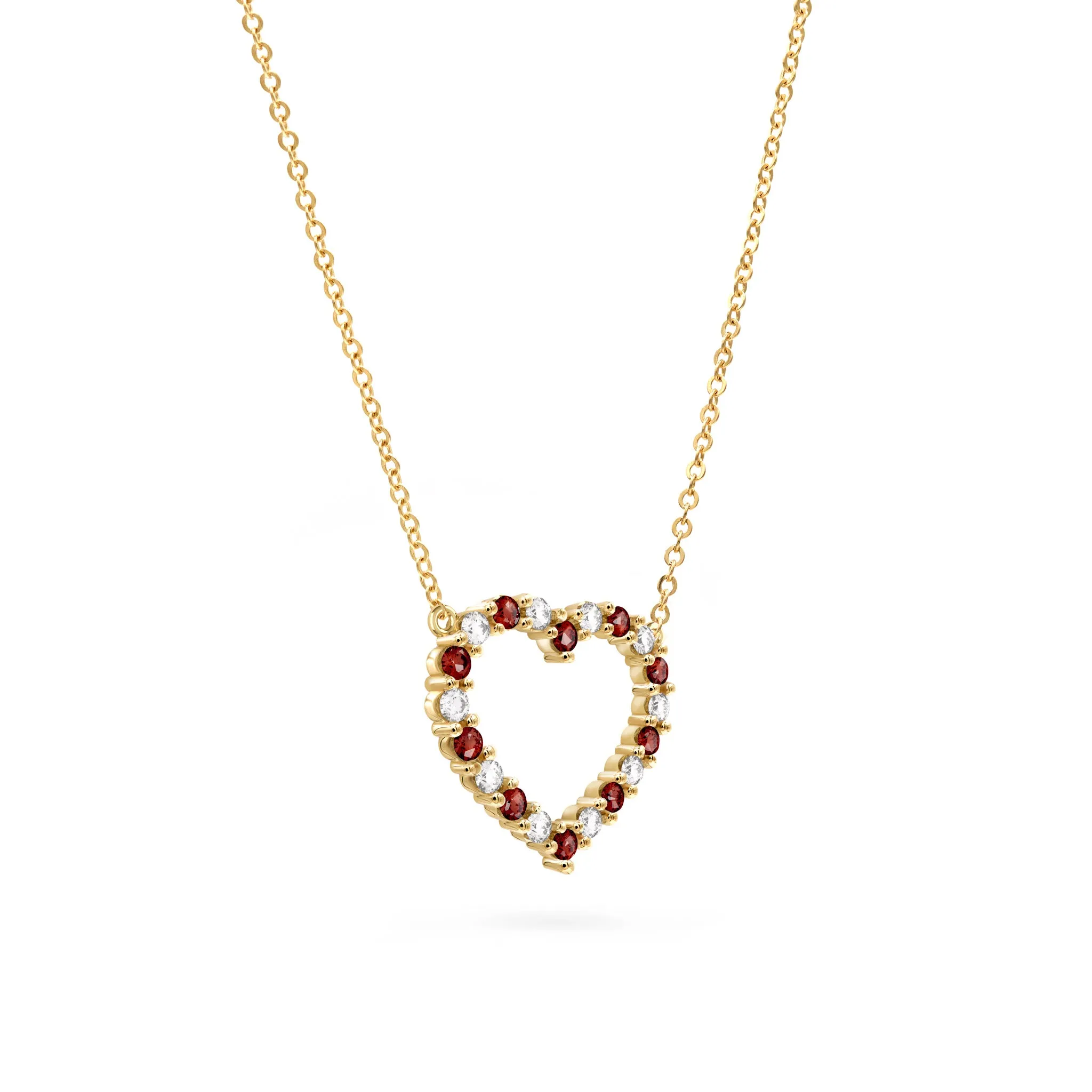 Rosecliff Heart Diamond & Garnet Necklace in 14k Gold (January) sold by Haverhill product image thumbnail 4