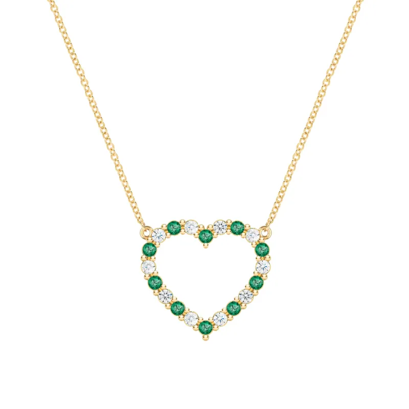 Rosecliff Heart Diamond & Emerald Necklace in 14k Gold (May) sold by Haverhill
