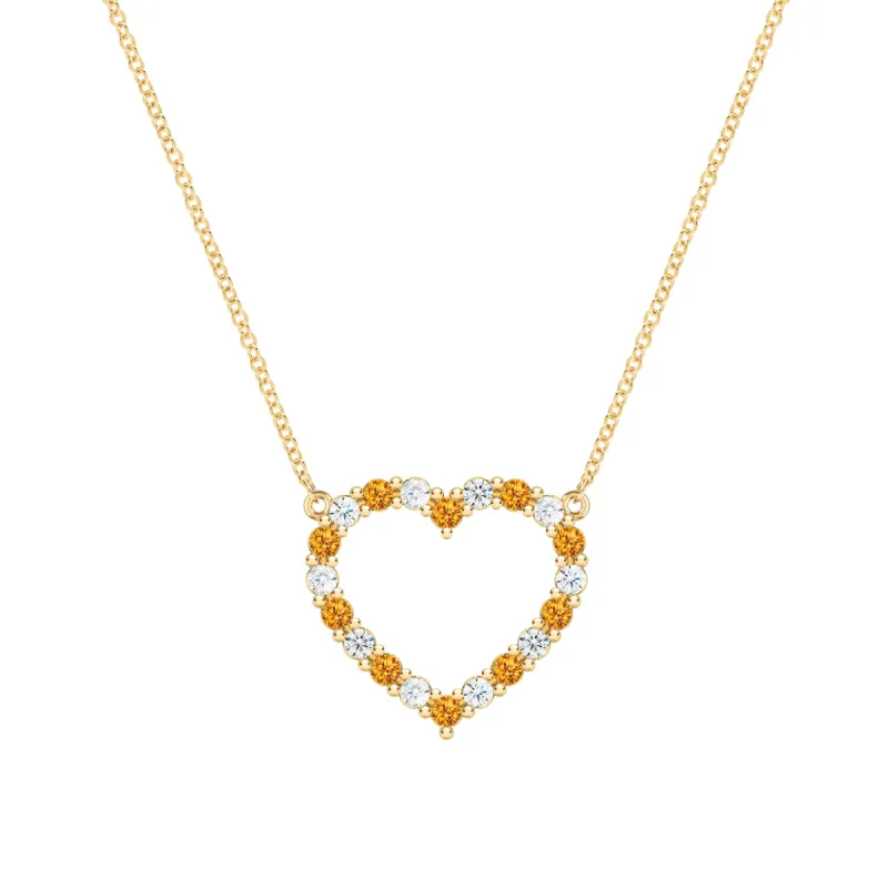 Rosecliff Heart Diamond & Citrine Necklace in 14k Gold (November) sold by Haverhill