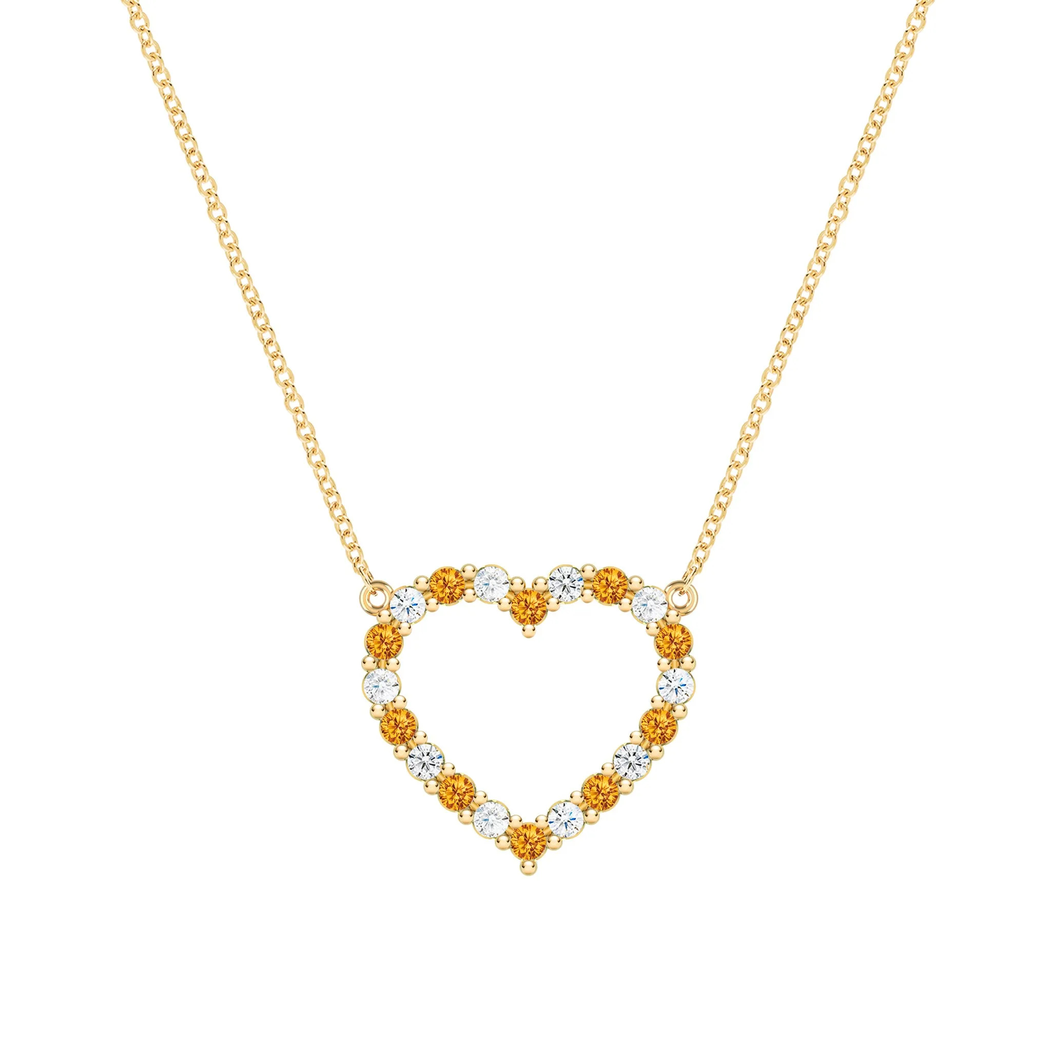 Rosecliff Heart Diamond & Citrine Necklace in 14k Gold (November) sold by Haverhill