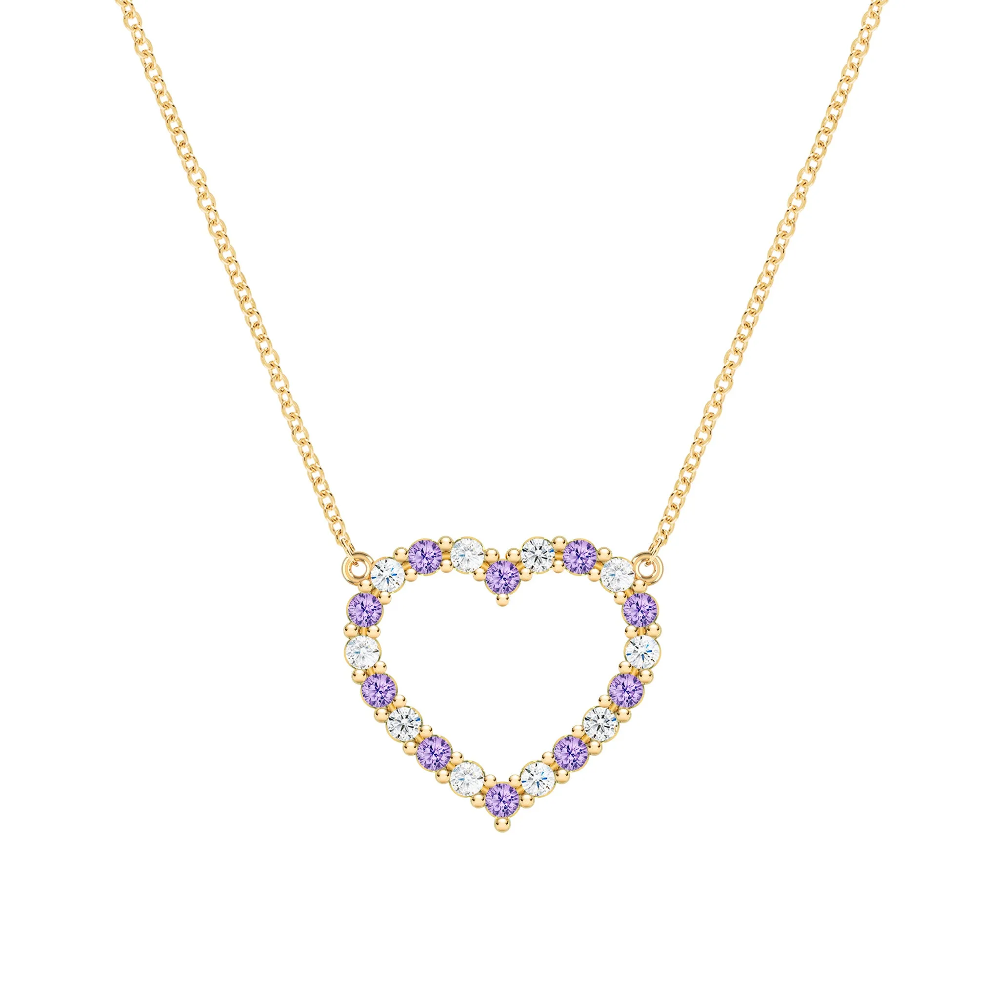 Rosecliff Heart Diamond & Amethyst Necklace in 14k Gold (February) sold by Haverhill