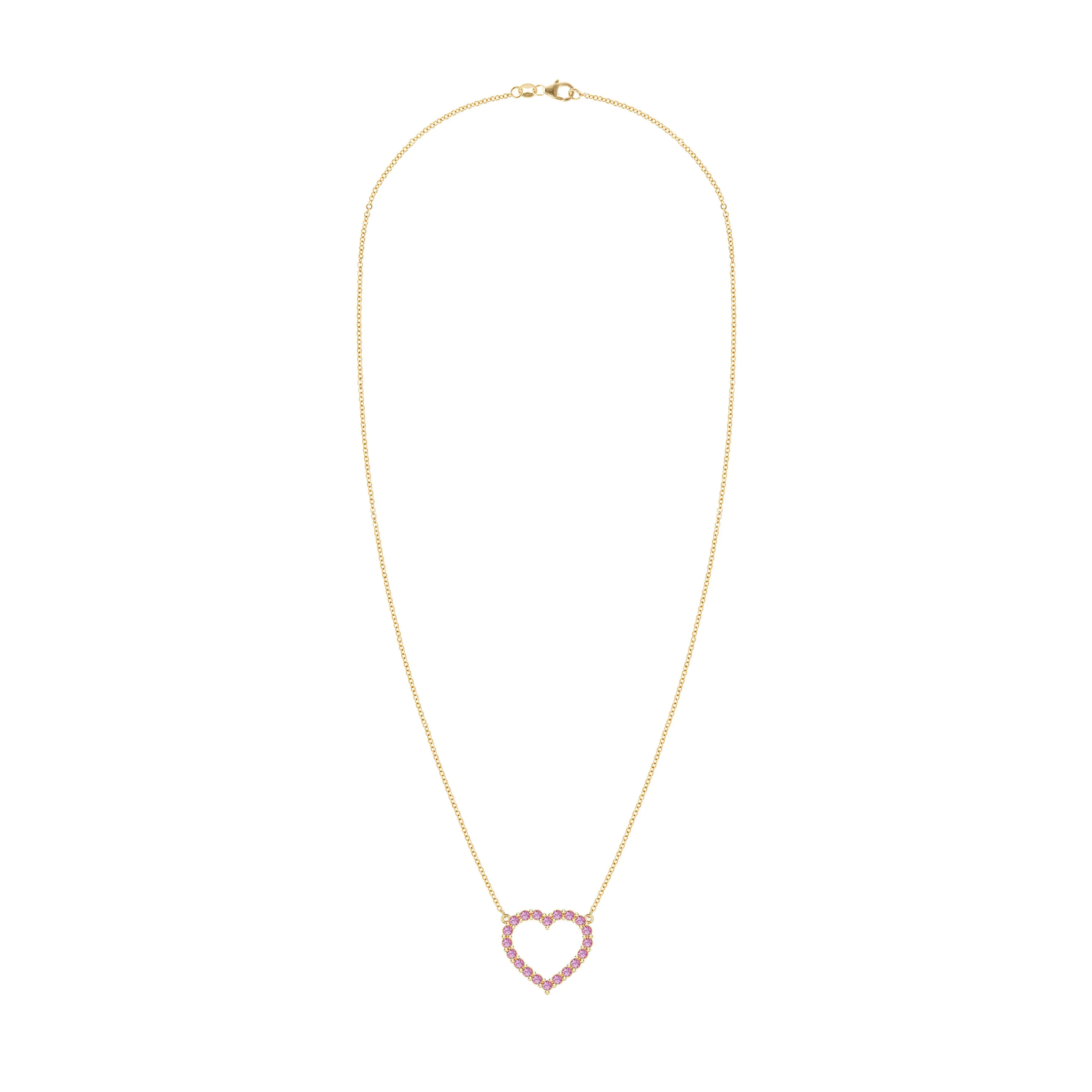 Rosecliff Heart Pink Sapphire Necklace in 14k Gold (October) sold by Haverhill product image thumbnail 5