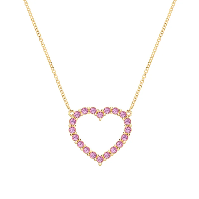 Rosecliff Heart Pink Sapphire Necklace in 14k Gold (October) sold by Haverhill
