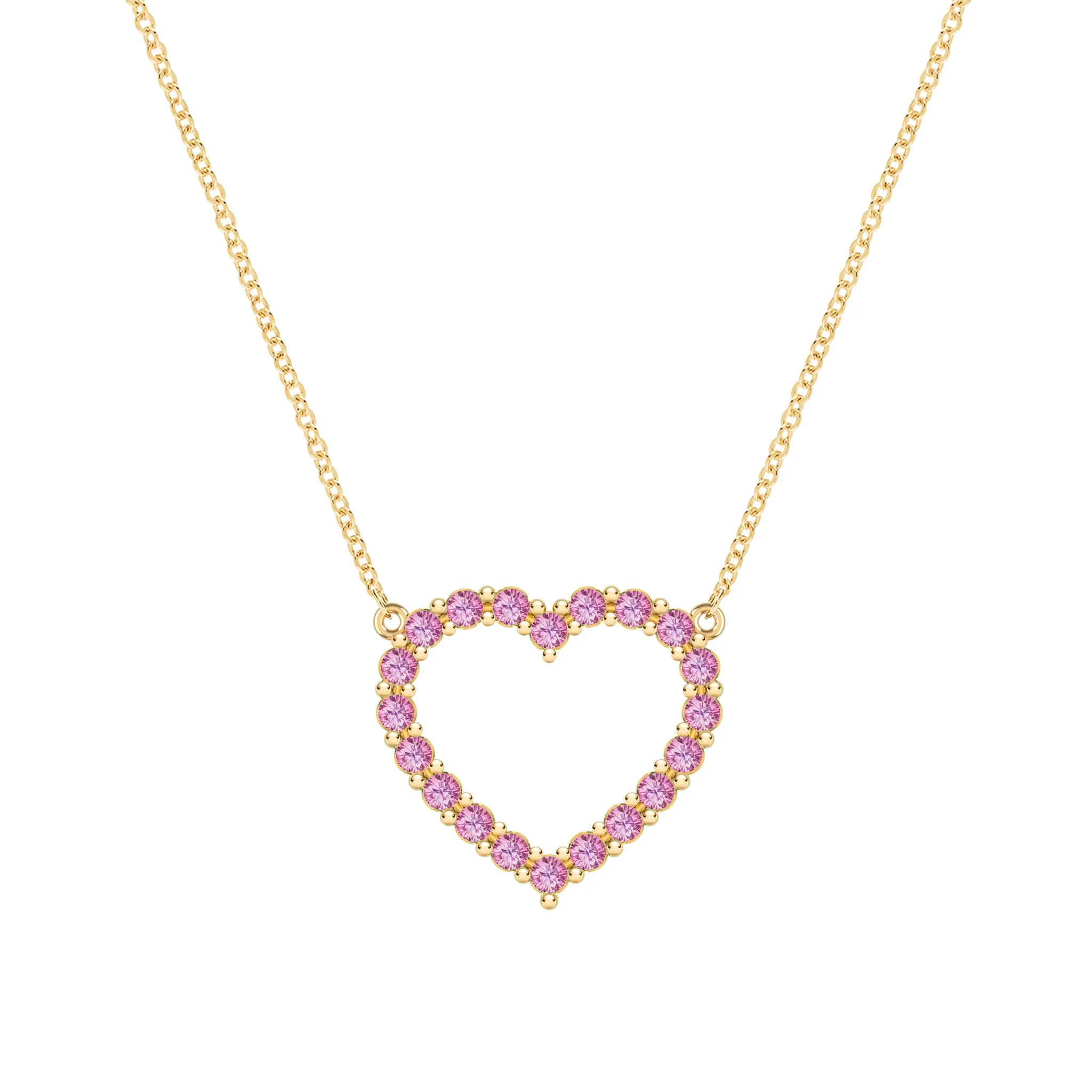 Rosecliff Heart Pink Sapphire Necklace in 14k Gold (October) sold by Haverhill