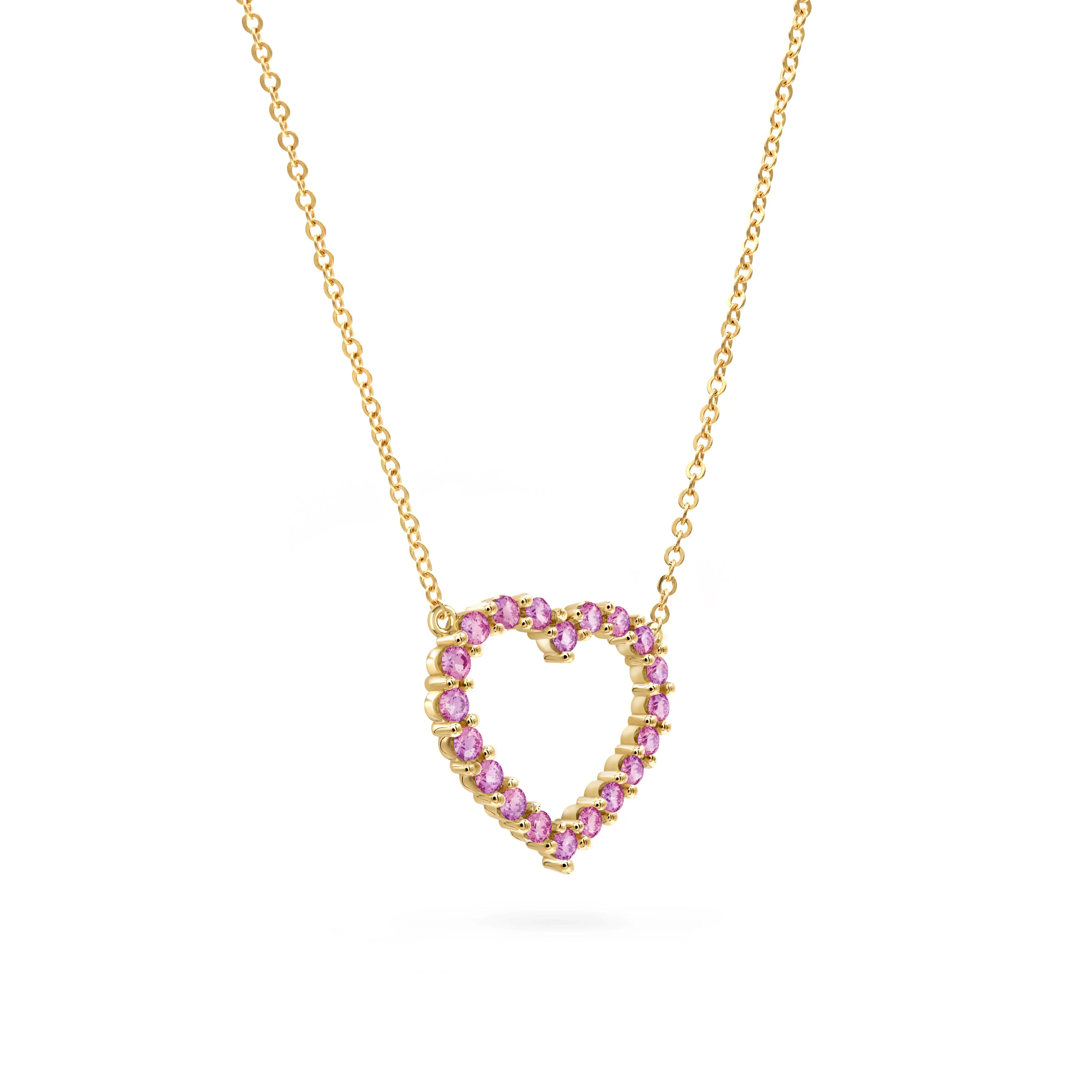 Rosecliff Heart Pink Sapphire Necklace in 14k Gold (October) sold by Haverhill product image thumbnail 4
