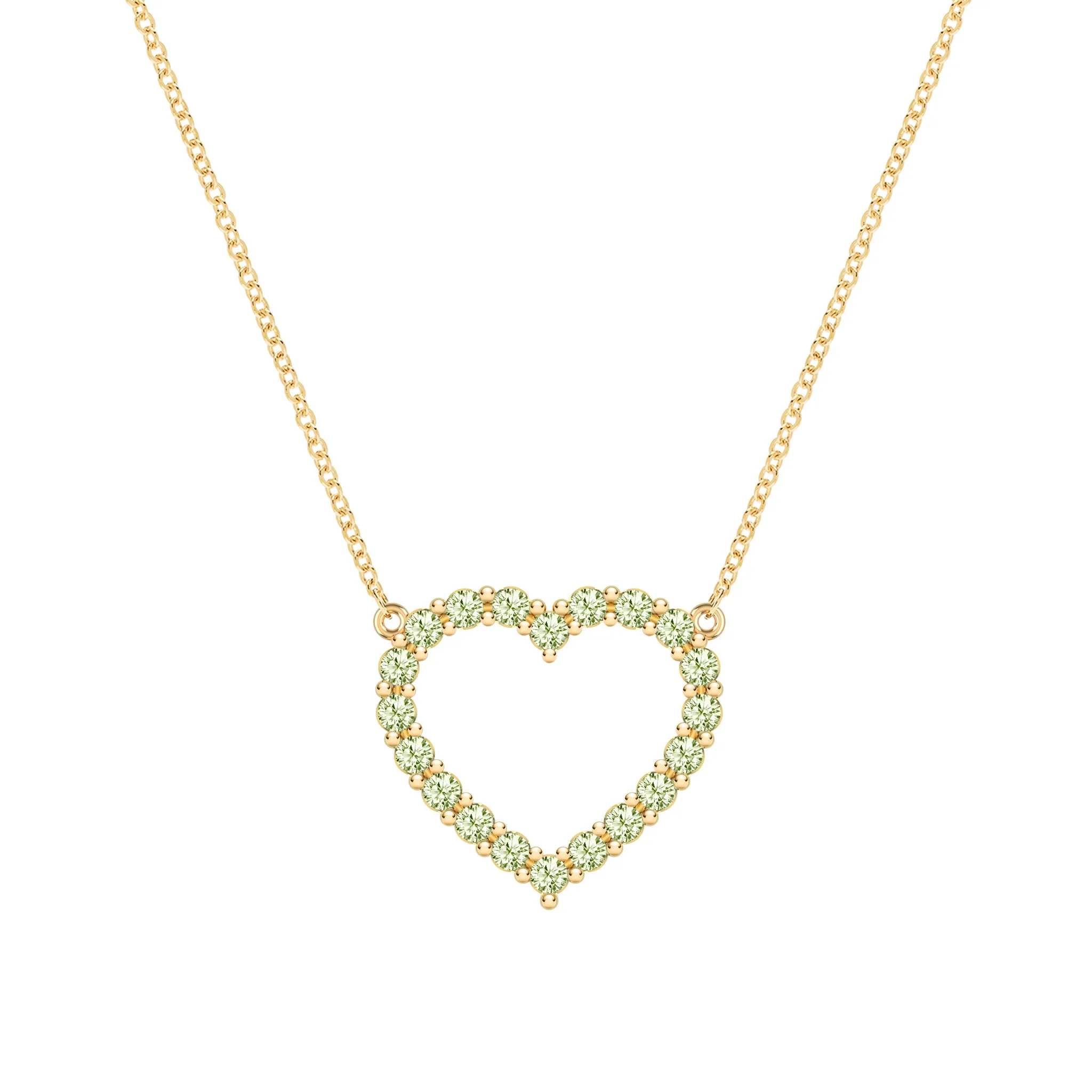 Rosecliff Heart Peridot Necklace in 14k Gold (August) sold by Haverhill