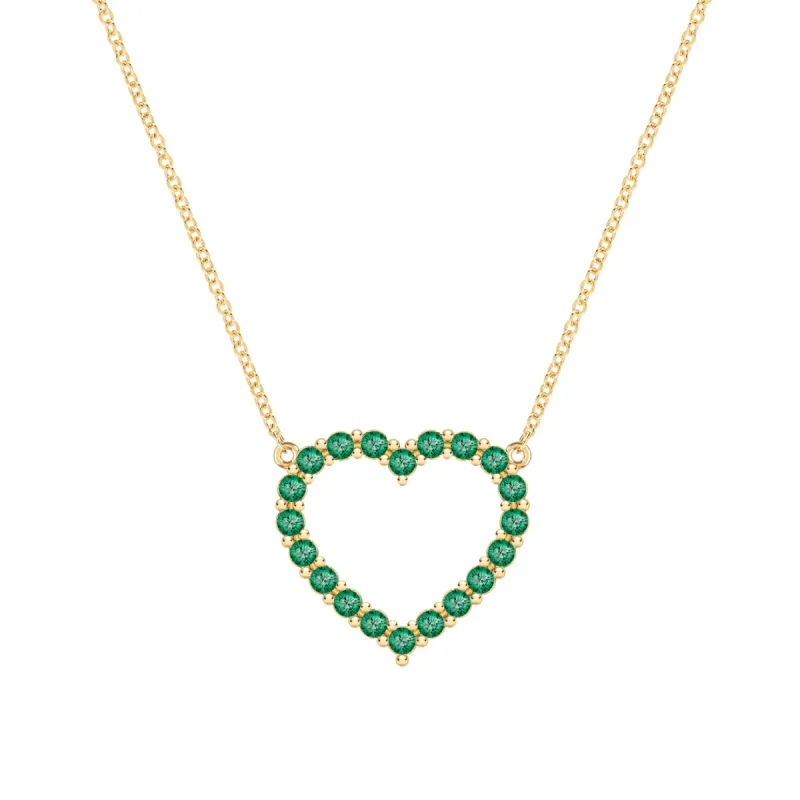 Rosecliff Heart Emerald Necklace in 14k Gold (May) sold by Haverhill