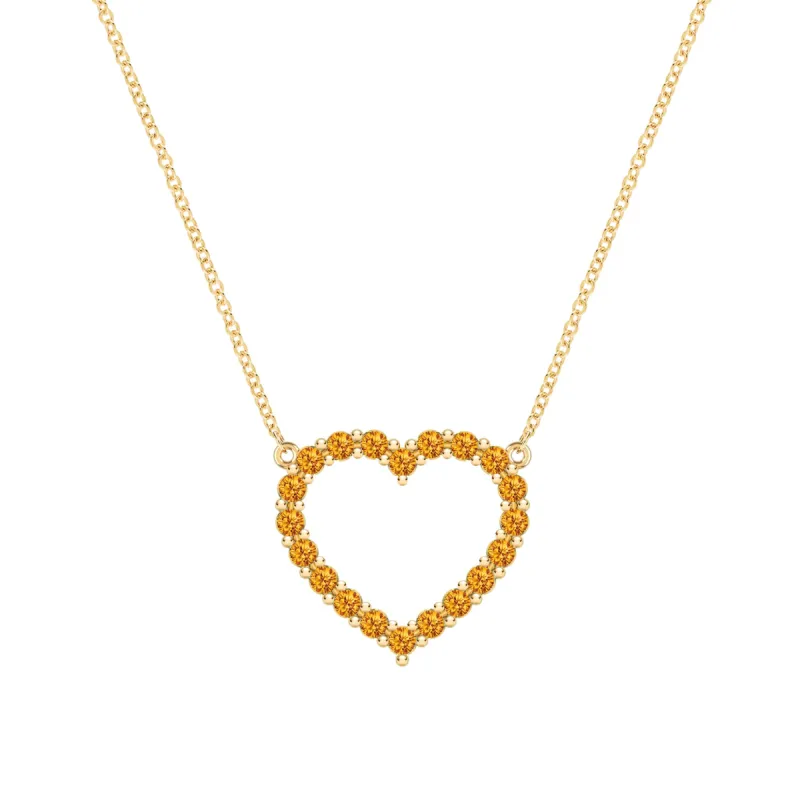 Rosecliff Heart Citrine Necklace in 14k Gold (November) sold by Haverhill