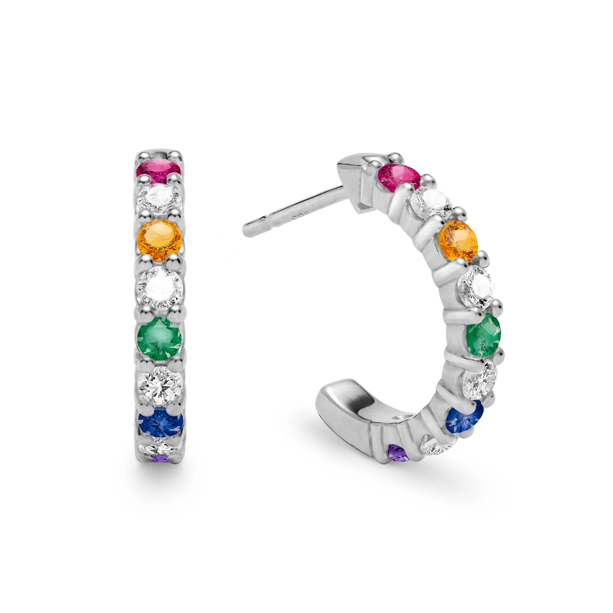 Rainbow Rosecliff Huggie Hoop Earrings with Diamonds in 14k Gold sold by Haverhill product image thumbnail 4