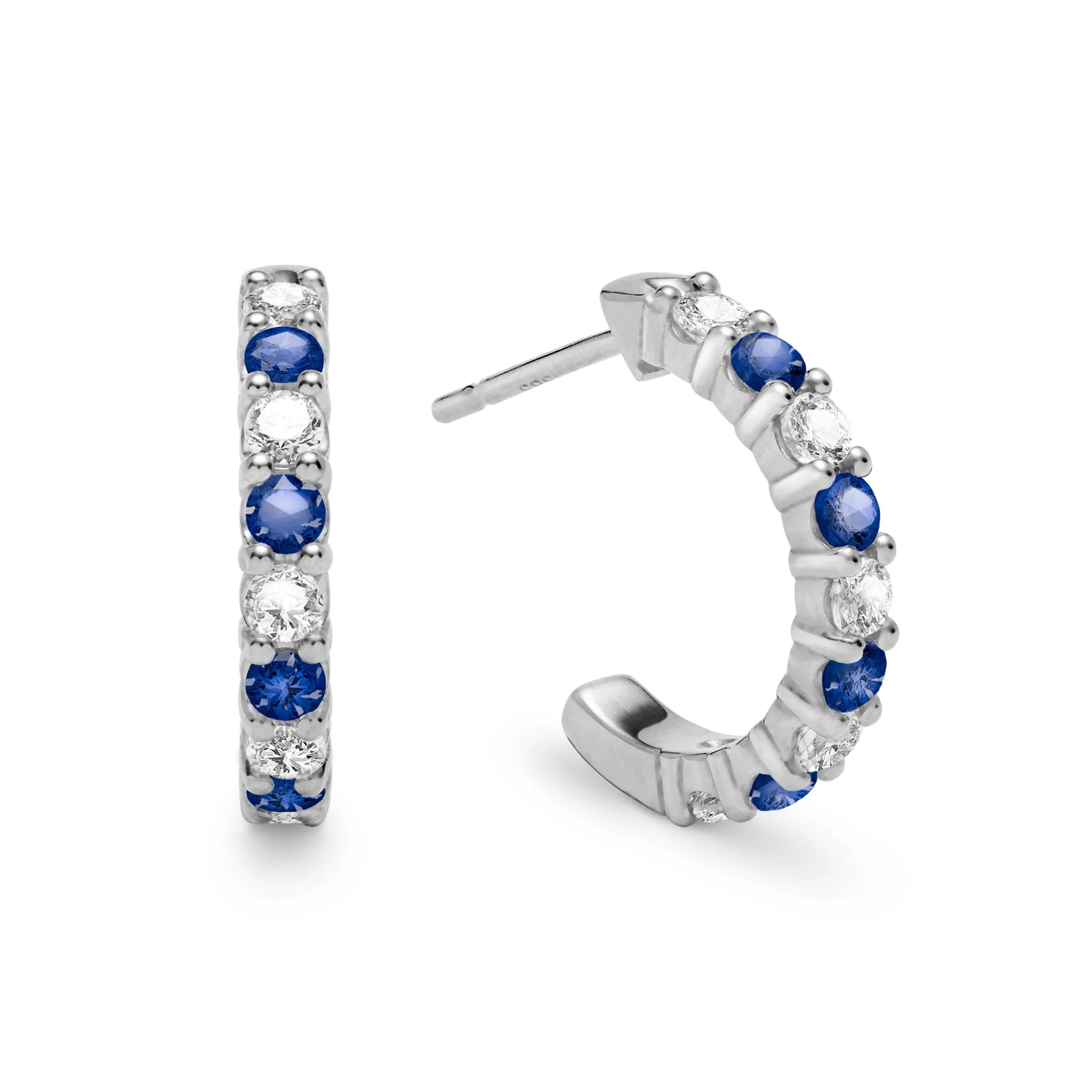 Rosecliff Diamond & Sapphire Huggie Hoop Earrings in 14k Gold (September) sold by Haverhill product image thumbnail 5