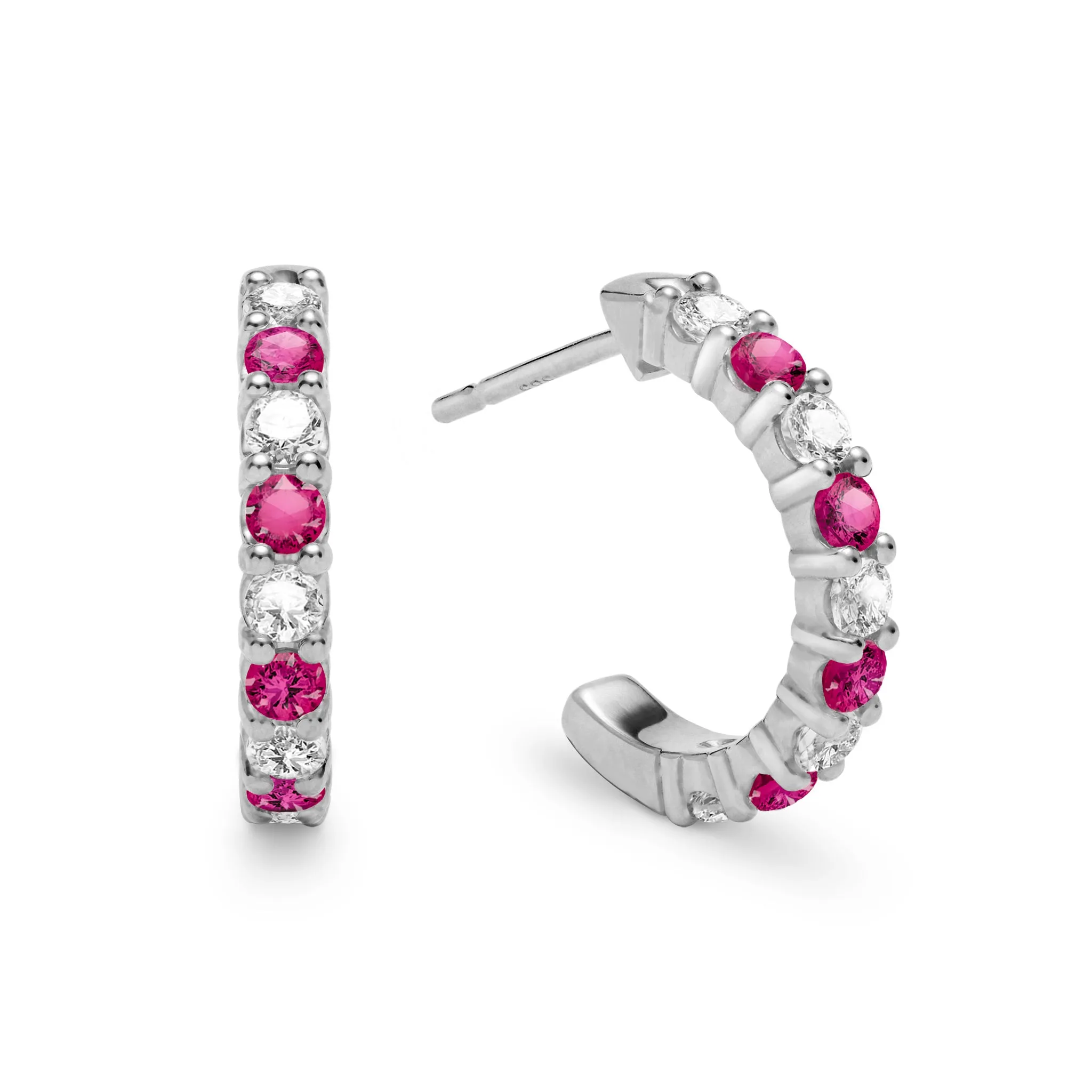 Rosecliff Diamond & Ruby Huggie Hoop Earrings in 14k Gold (July) sold by Haverhill product image thumbnail 5