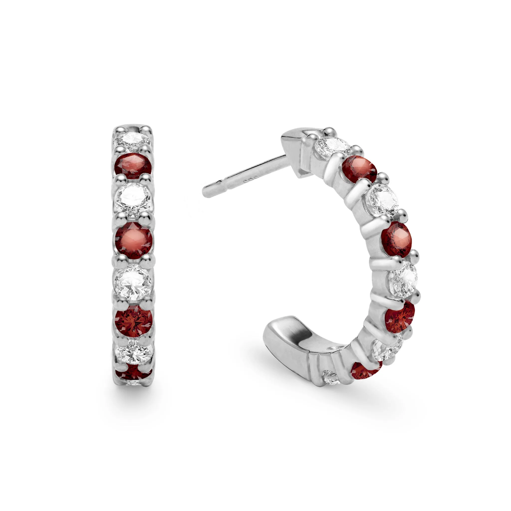 Rosecliff Diamond & Garnet Huggie Hoop Earrings in 14k Gold (January) sold by Haverhill product image thumbnail 5