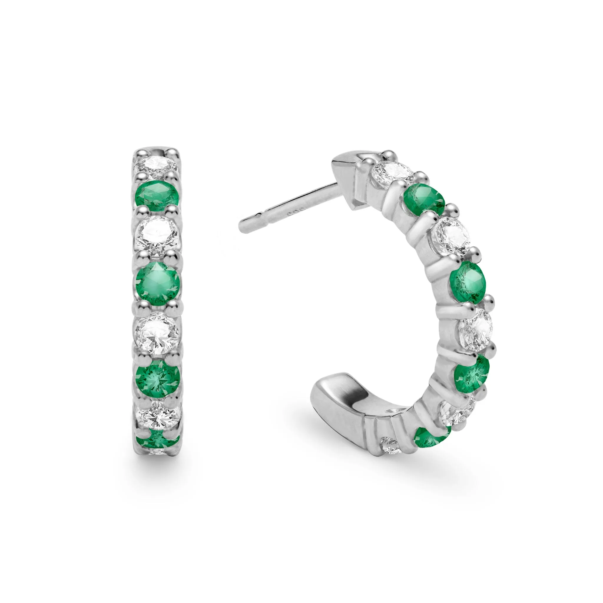 Rosecliff Diamond & Emerald Huggie Hoop Earrings in 14k Gold (May) sold by Haverhill product image thumbnail 5