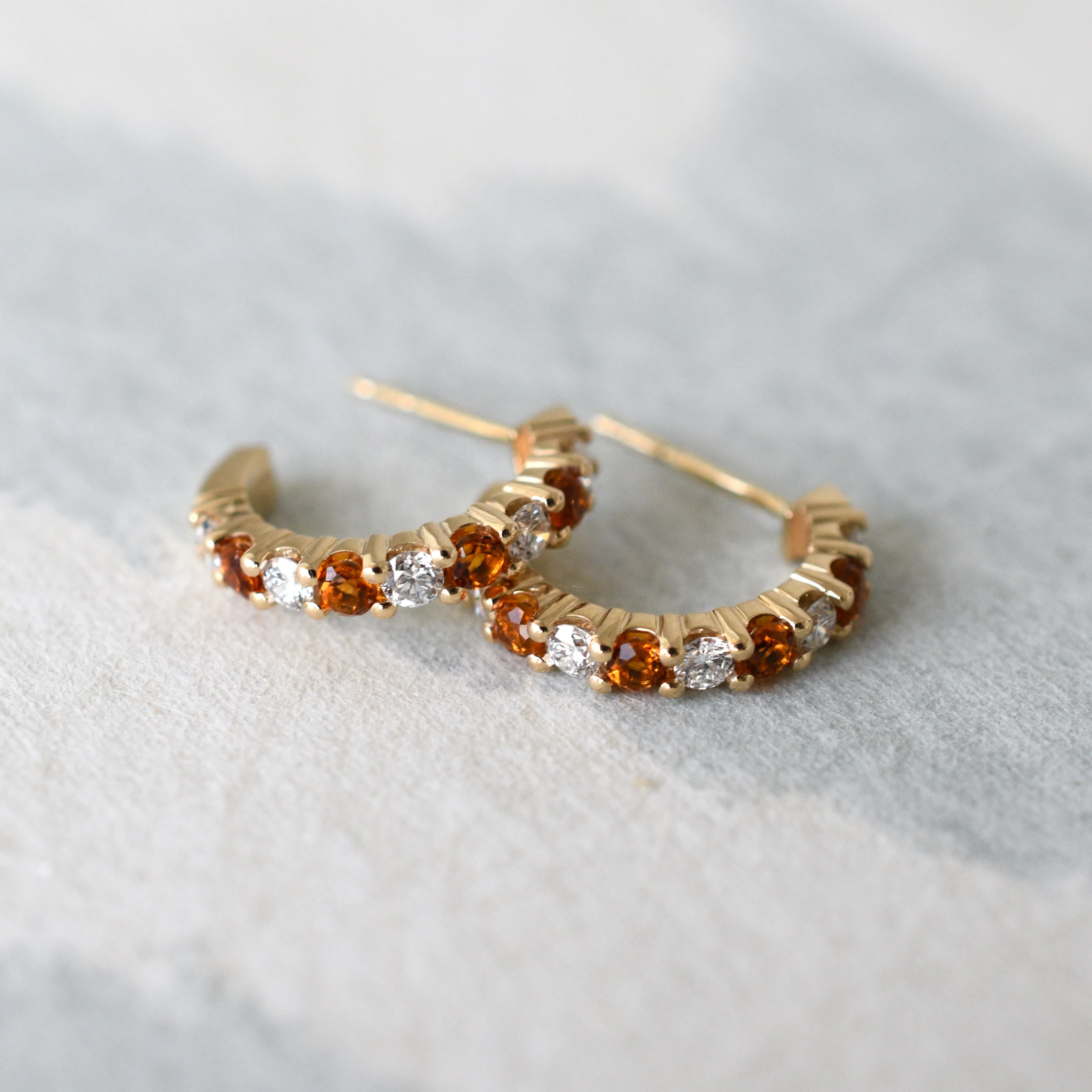 Rosecliff Diamond & Citrine Huggie Hoop Earrings in 14k Gold (November) sold by Haverhill product image thumbnail 3